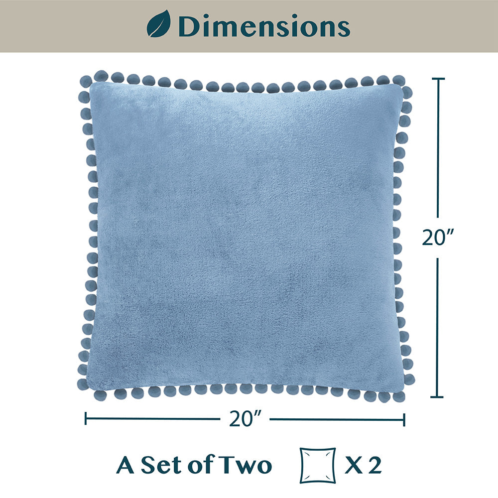 Throw Pillow Covers Set of 2 Sofa Decor POM POM Cushion Case 2 Sizes with Zipper