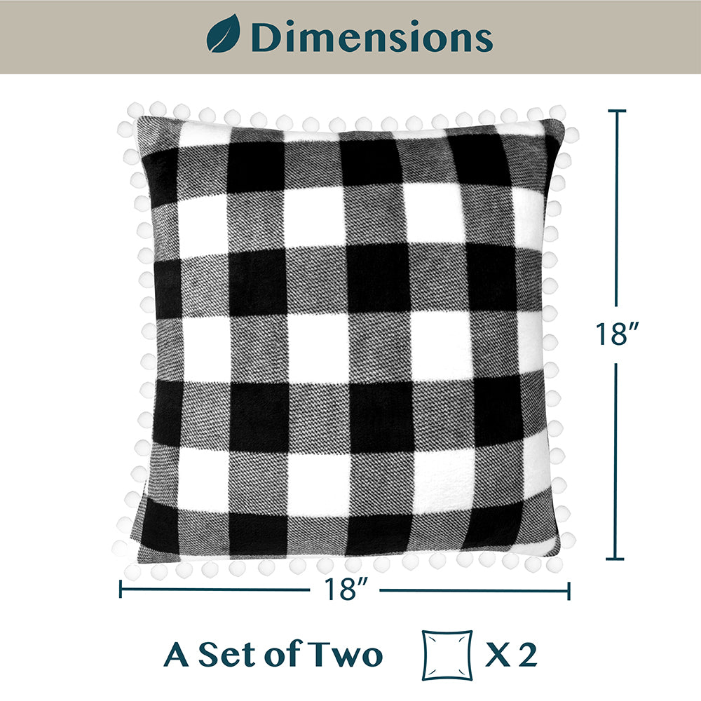 Throw Pillow Covers Set of 2 Sofa Decor POM POM Cushion Case 2 Sizes with Zipper