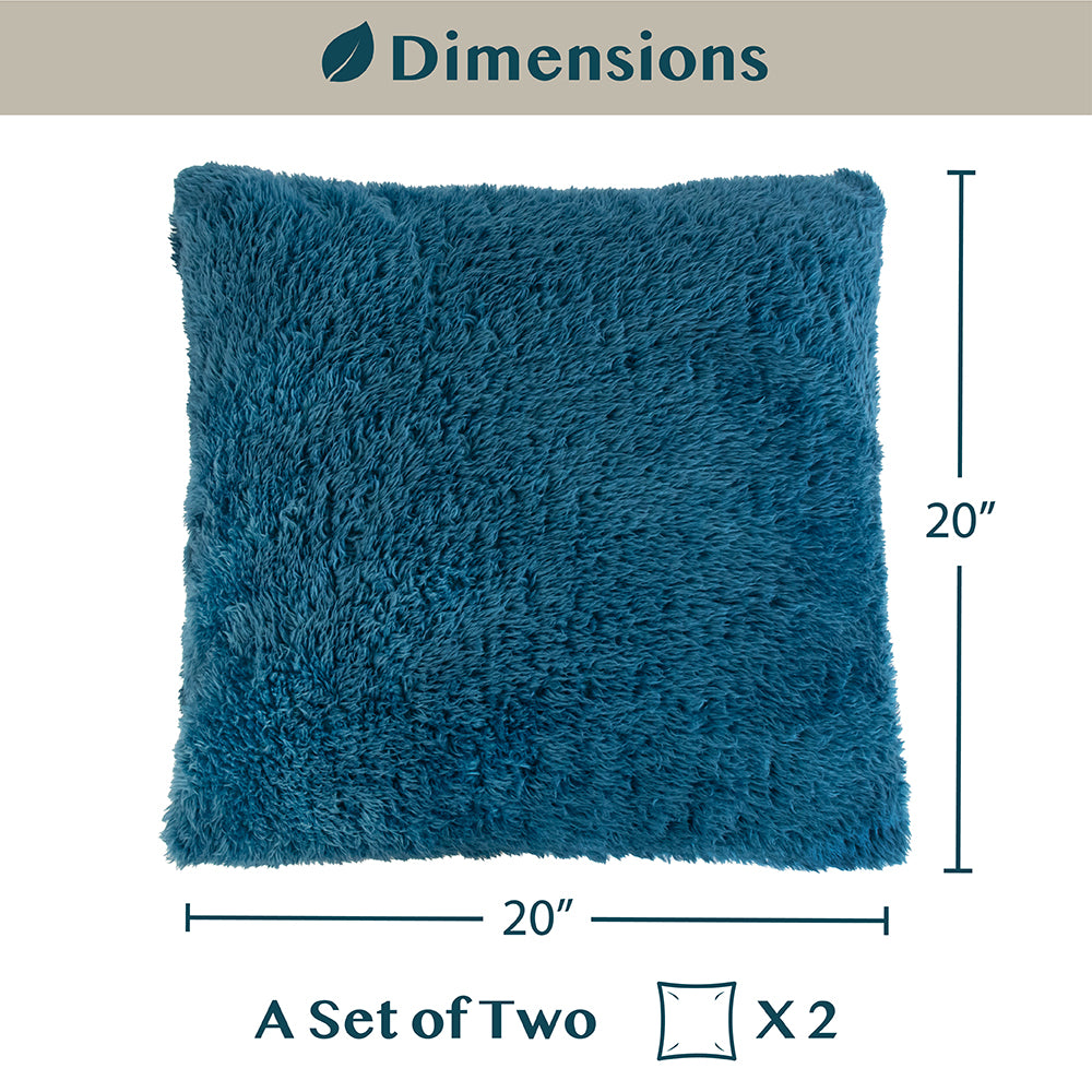 Throw Pillow Covers Set of 2 Sofa Decor Fuzzy Cushion Cases 2 Sizes with Zipper