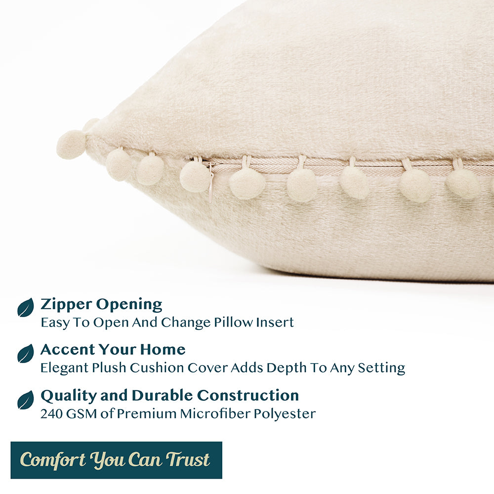 Throw Pillow Covers Set of 2 Sofa Decor POM POM Cushion Case 2 Sizes with Zipper