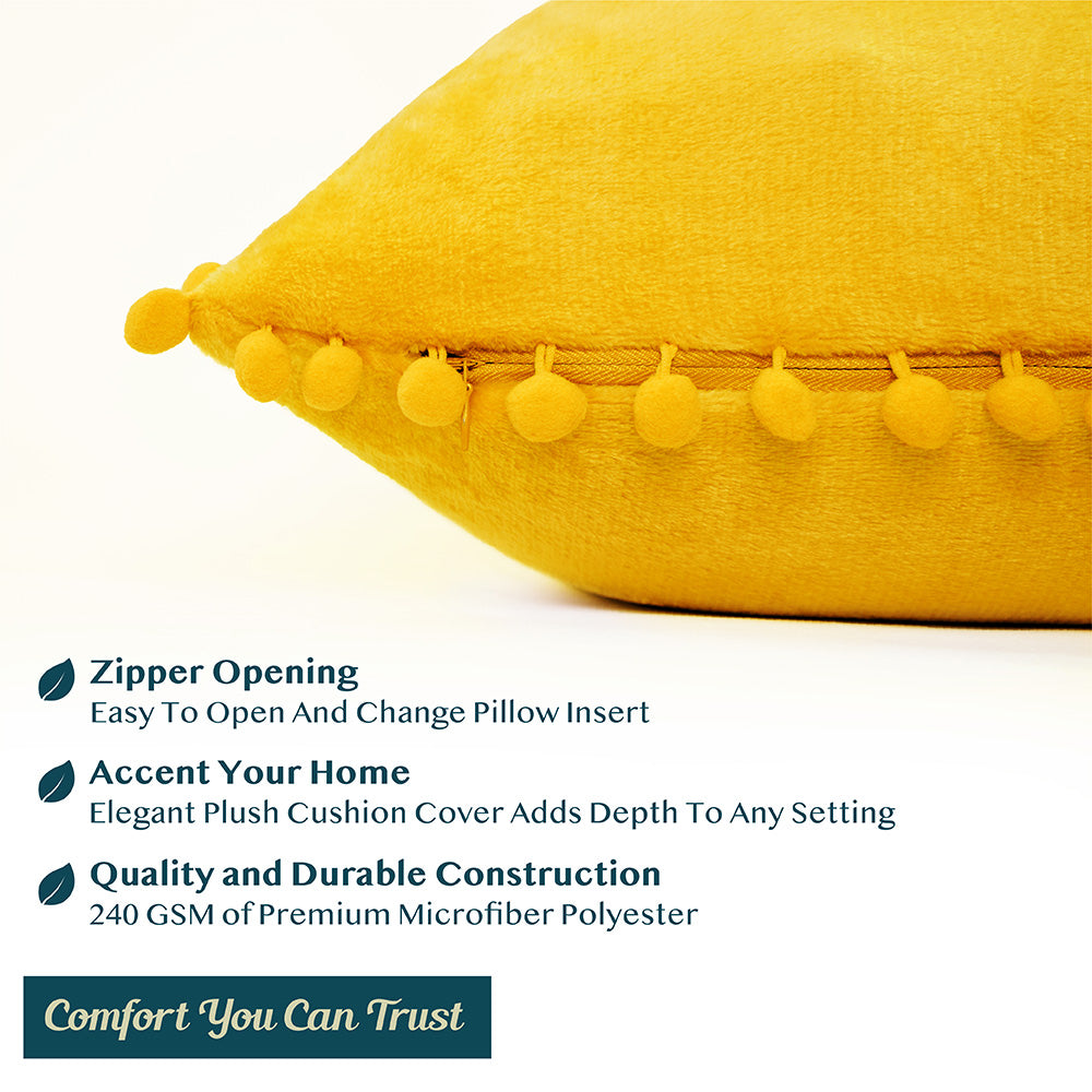 Throw Pillow Covers Set of 2 Sofa Decor POM POM Cushion Case 2 Sizes with Zipper