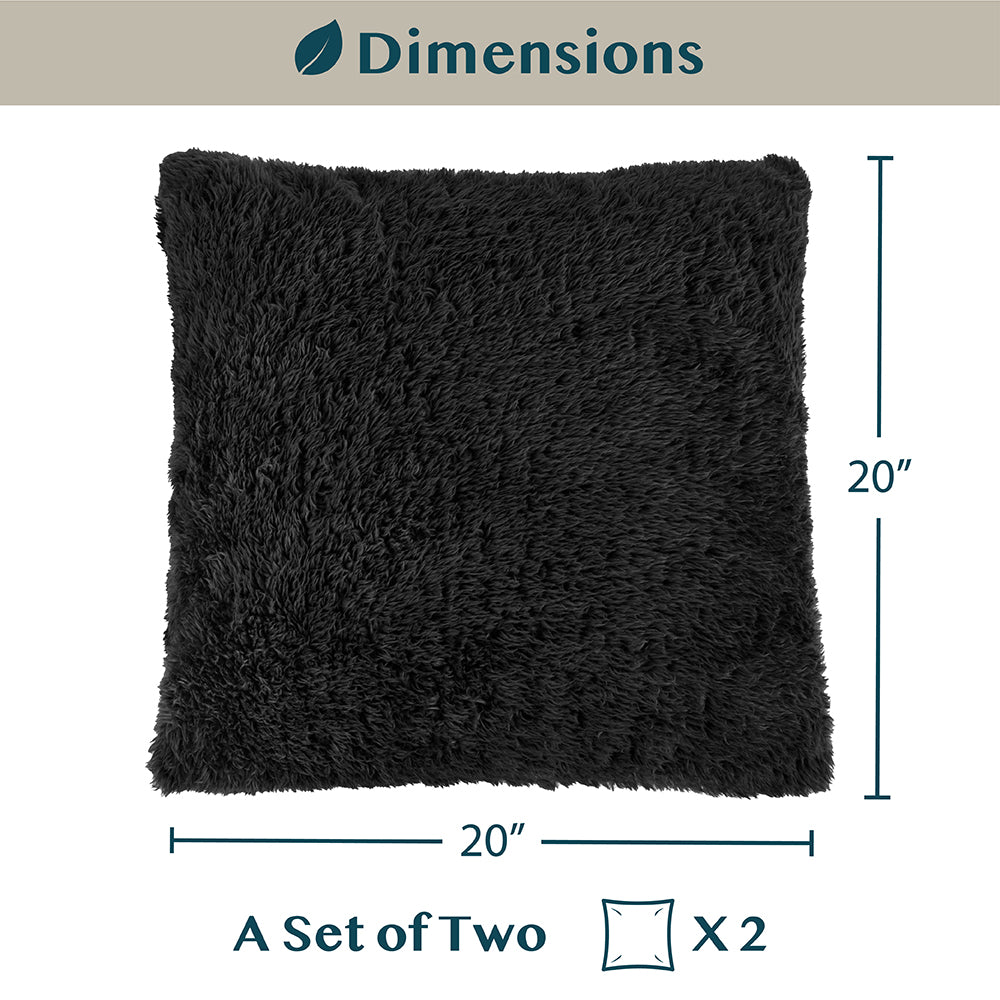 Throw Pillow Covers Set of 2 Sofa Decor Fuzzy Cushion Cases 2 Sizes with Zipper