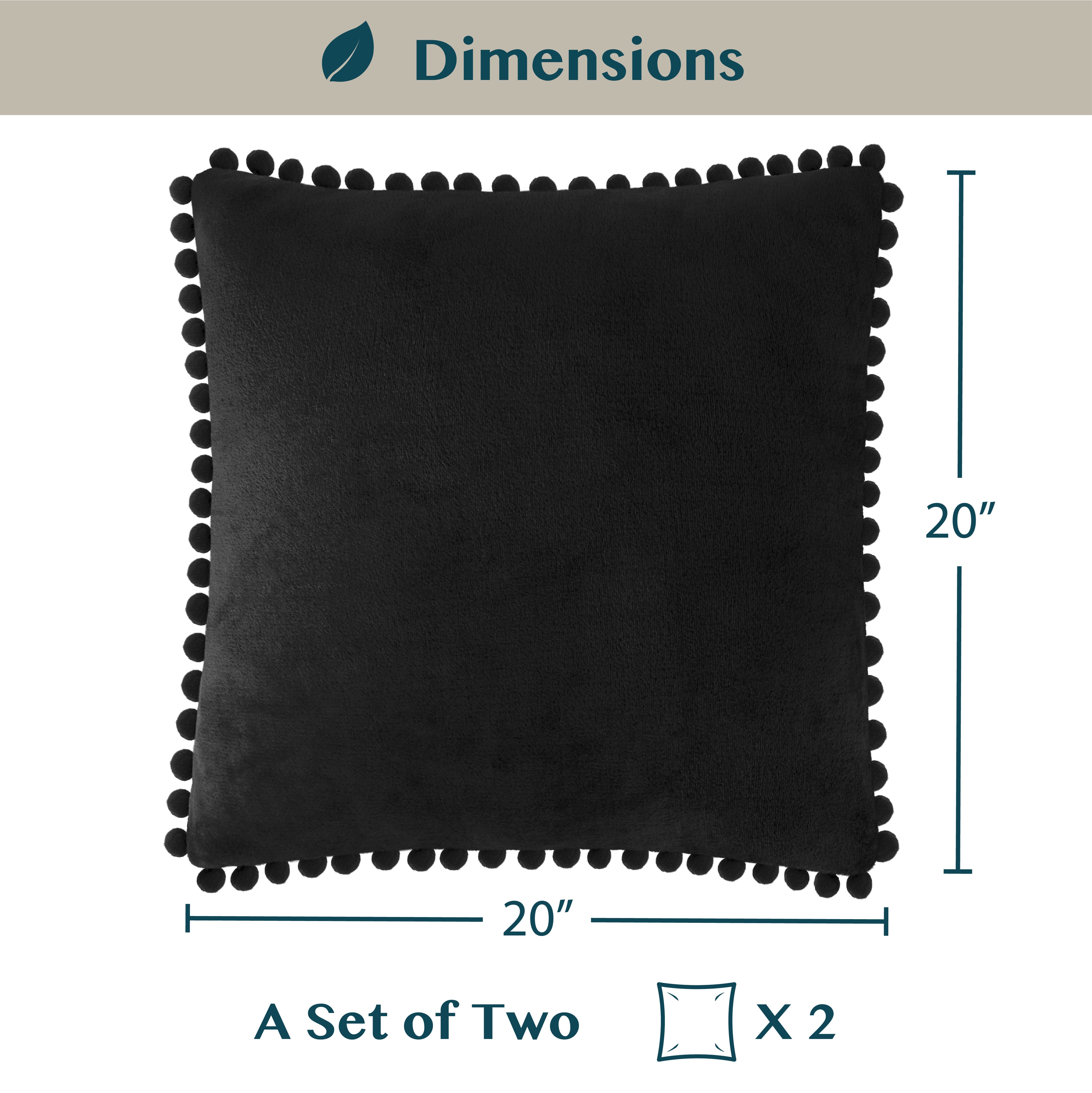 Throw Pillow Covers Set of 2 Sofa Decor POM POM Cushion Case 2 Sizes with Zipper