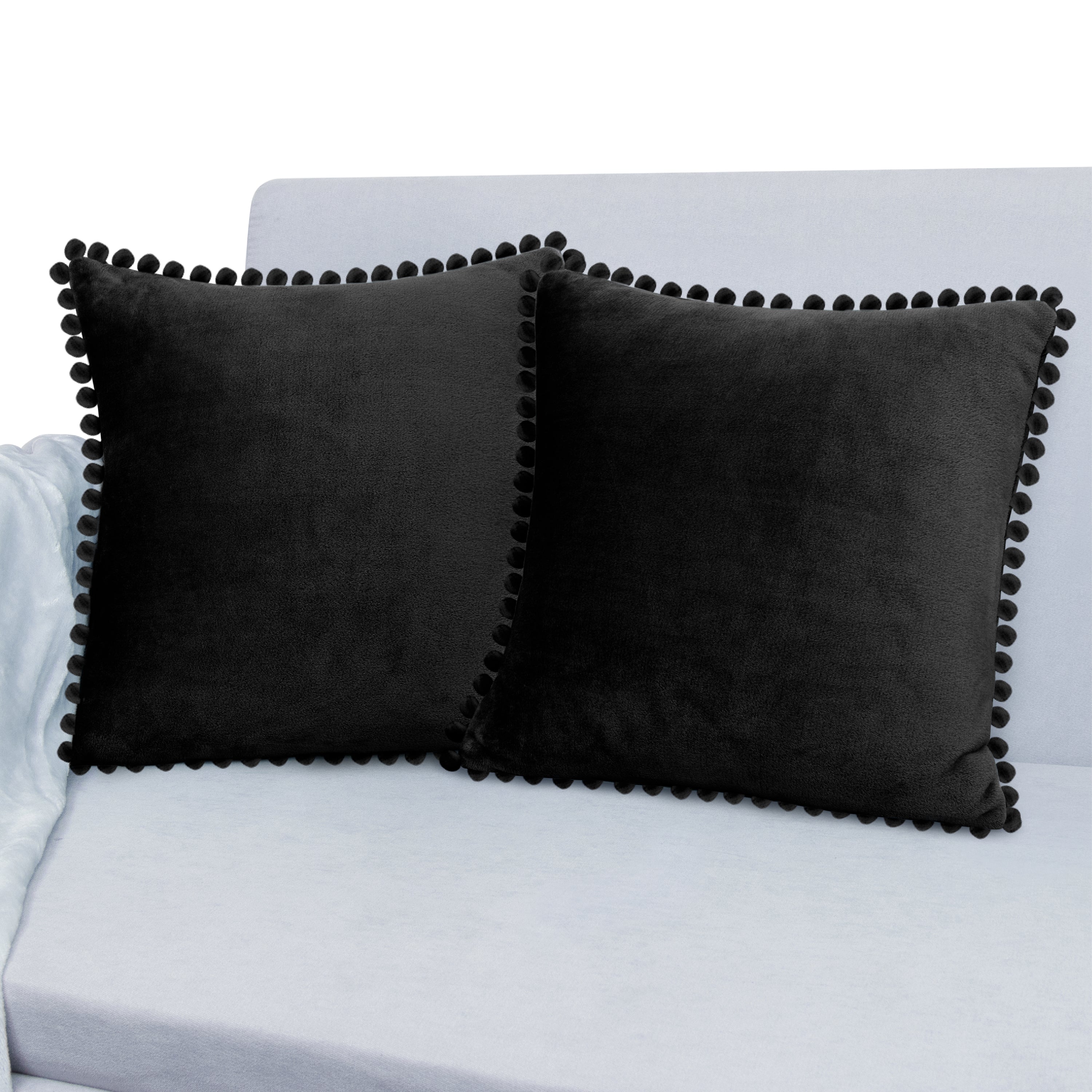 Throw Pillow Covers Set of 2 Sofa Decor POM POM Cushion Case 2 Sizes with Zipper