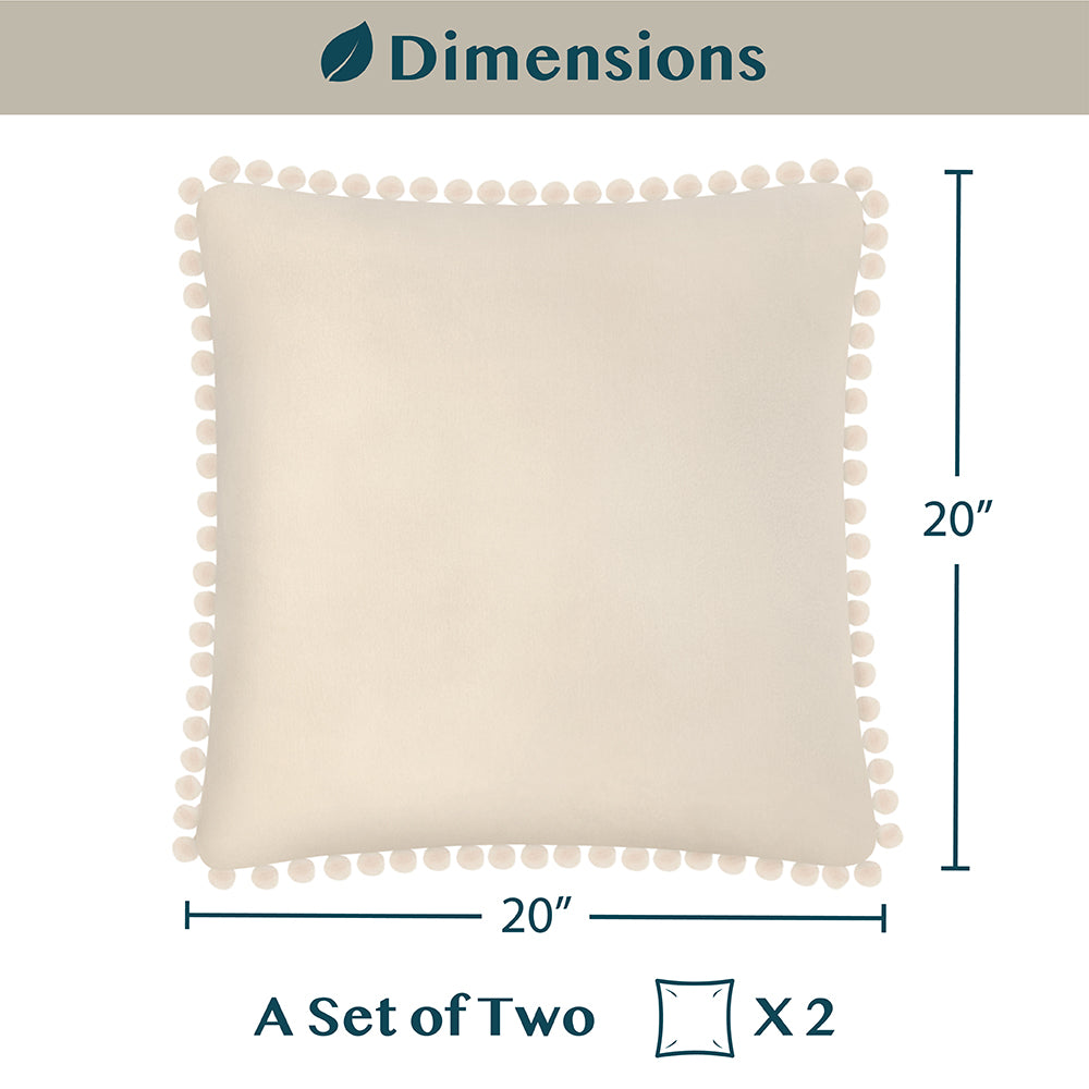 Throw Pillow Covers Set of 2 Sofa Decor POM POM Cushion Case 2 Sizes with Zipper