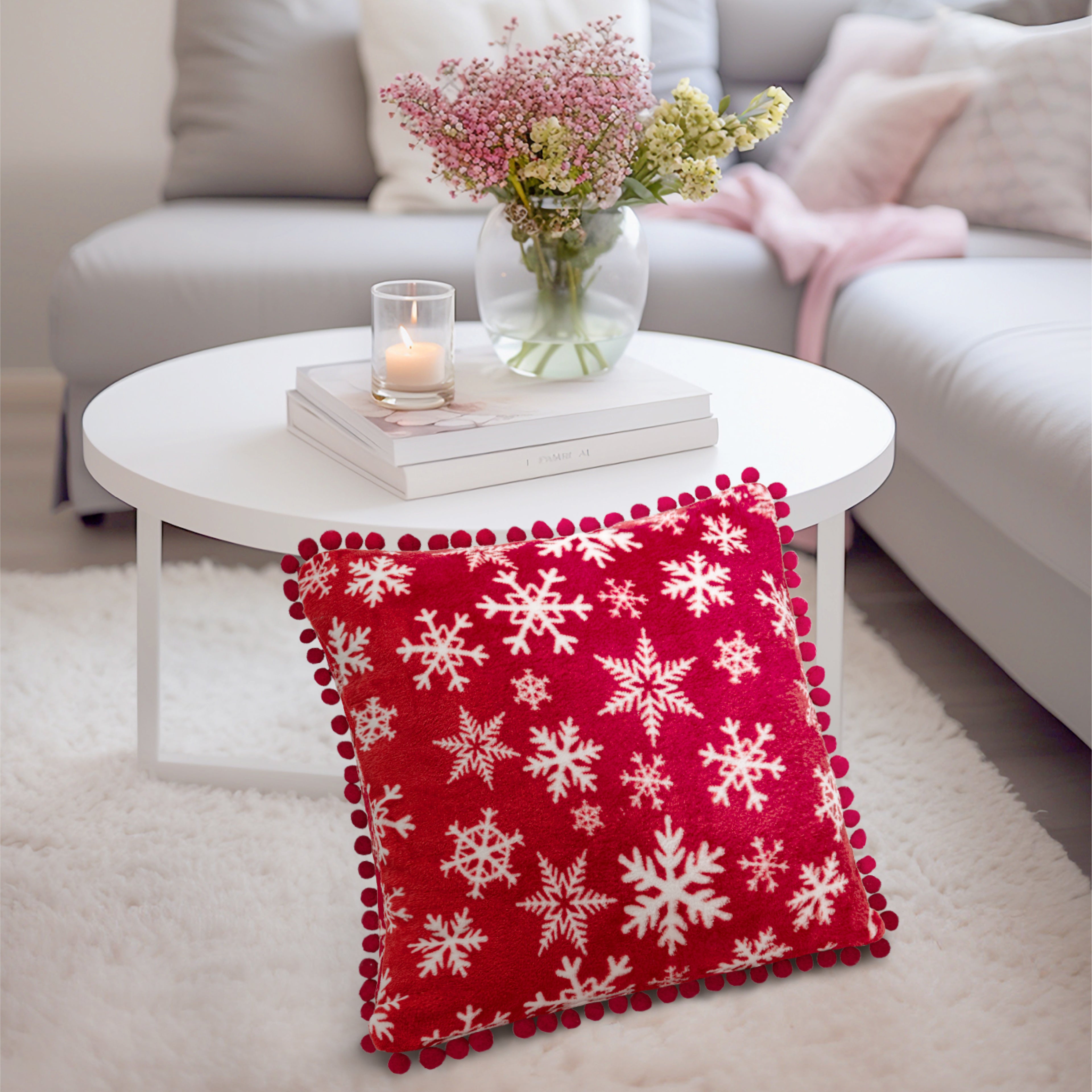 Throw Pillow Covers Set of 2 Sofa Decor POM POM Cushion Case 2 Sizes with Zipper