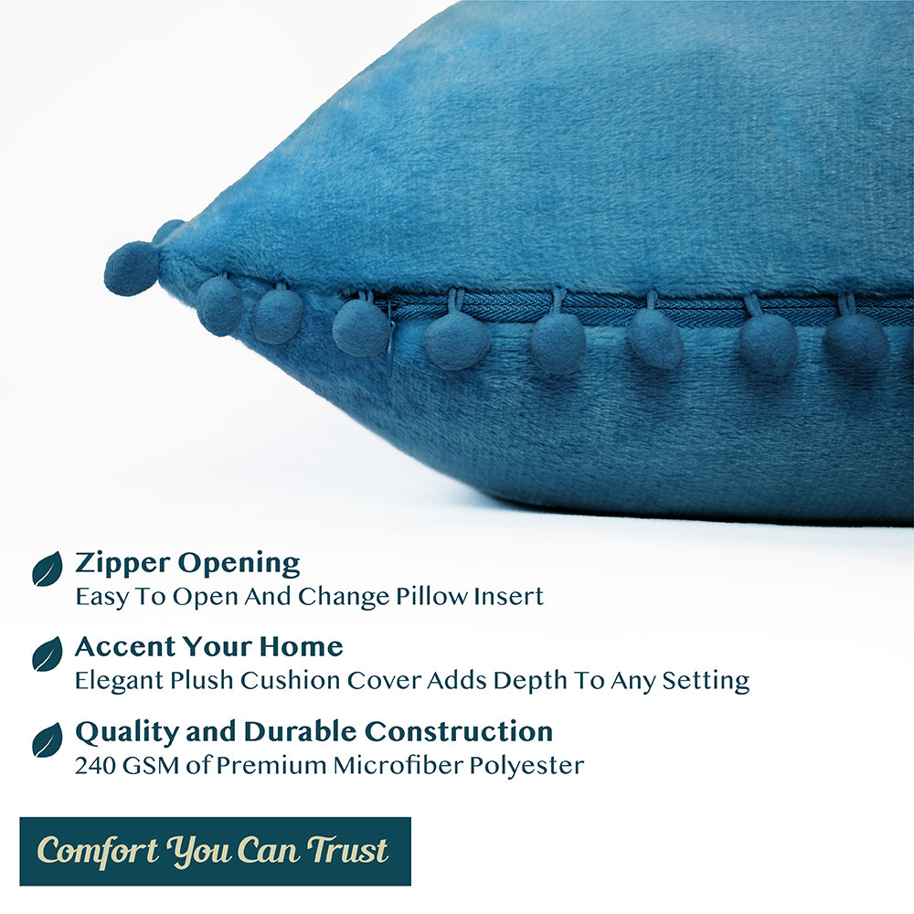 Throw Pillow Covers Set of 2 Sofa Decor POM POM Cushion Case 2 Sizes with Zipper