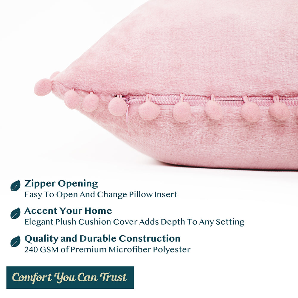 Throw Pillow Covers Set of 2 Sofa Decor POM POM Cushion Case 2 Sizes with Zipper