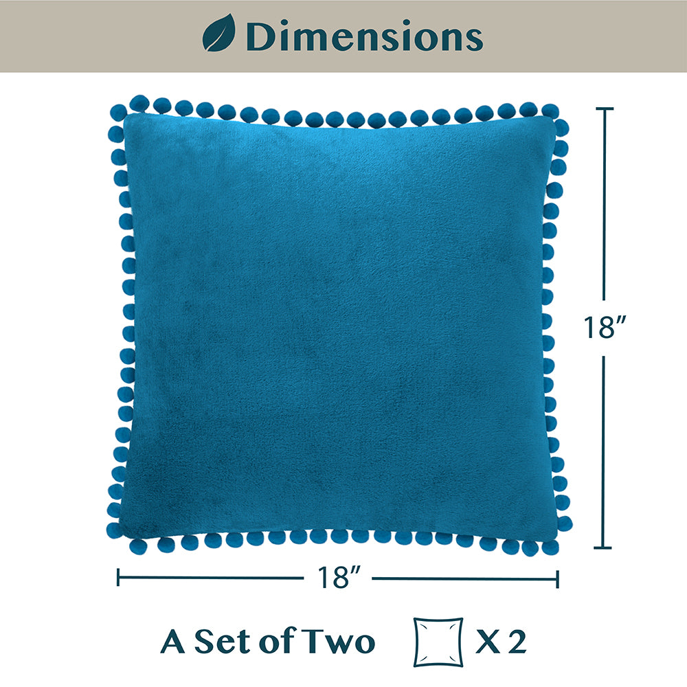 Throw Pillow Covers Set of 2 Sofa Decor POM POM Cushion Case 2 Sizes with Zipper