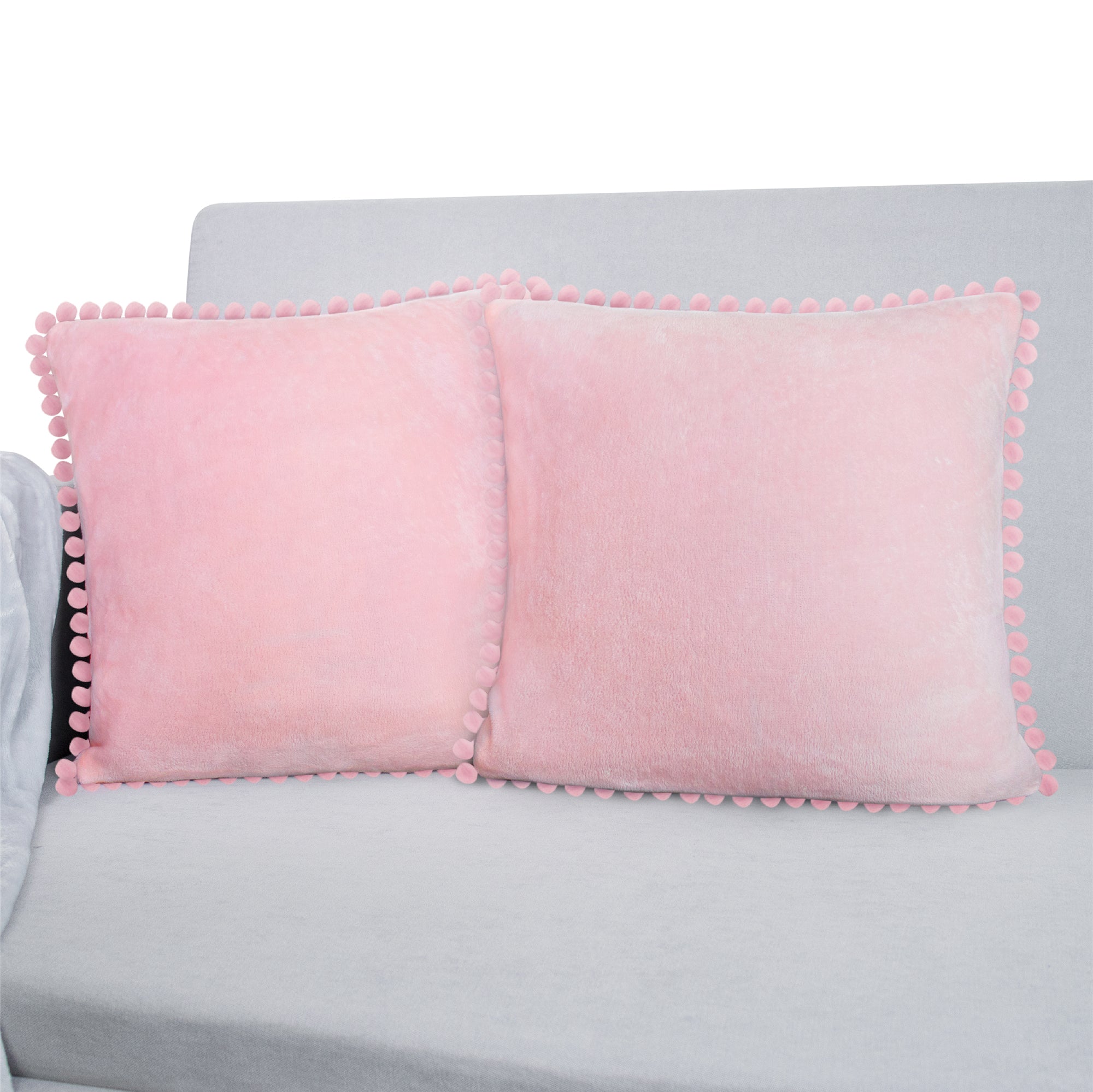 Throw Pillow Covers Set of 2 Sofa Decor POM POM Cushion Case 2 Sizes with Zipper