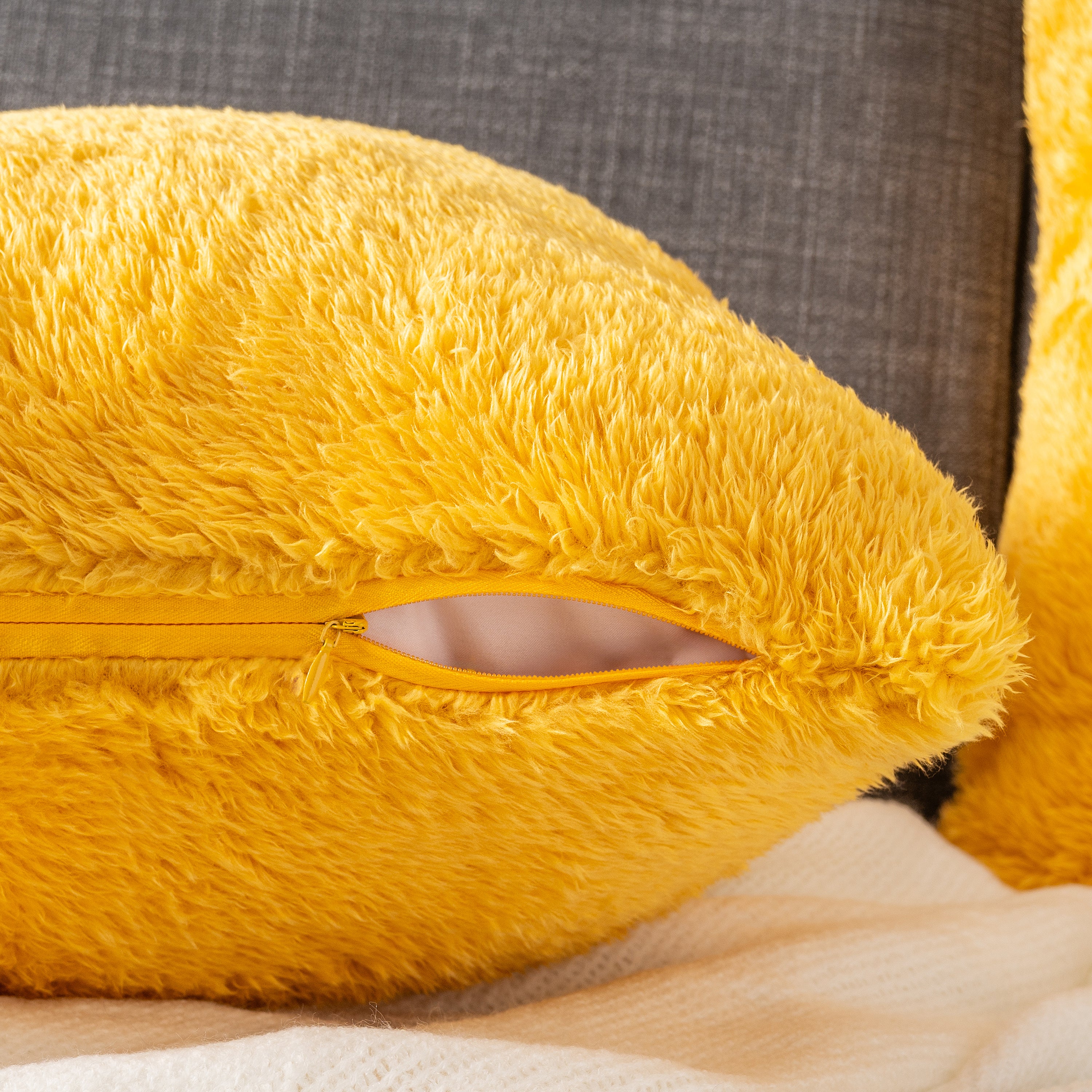 Throw Pillow Covers Set of 2 Sofa Decor Fuzzy Cushion Cases 2 Sizes with Zipper