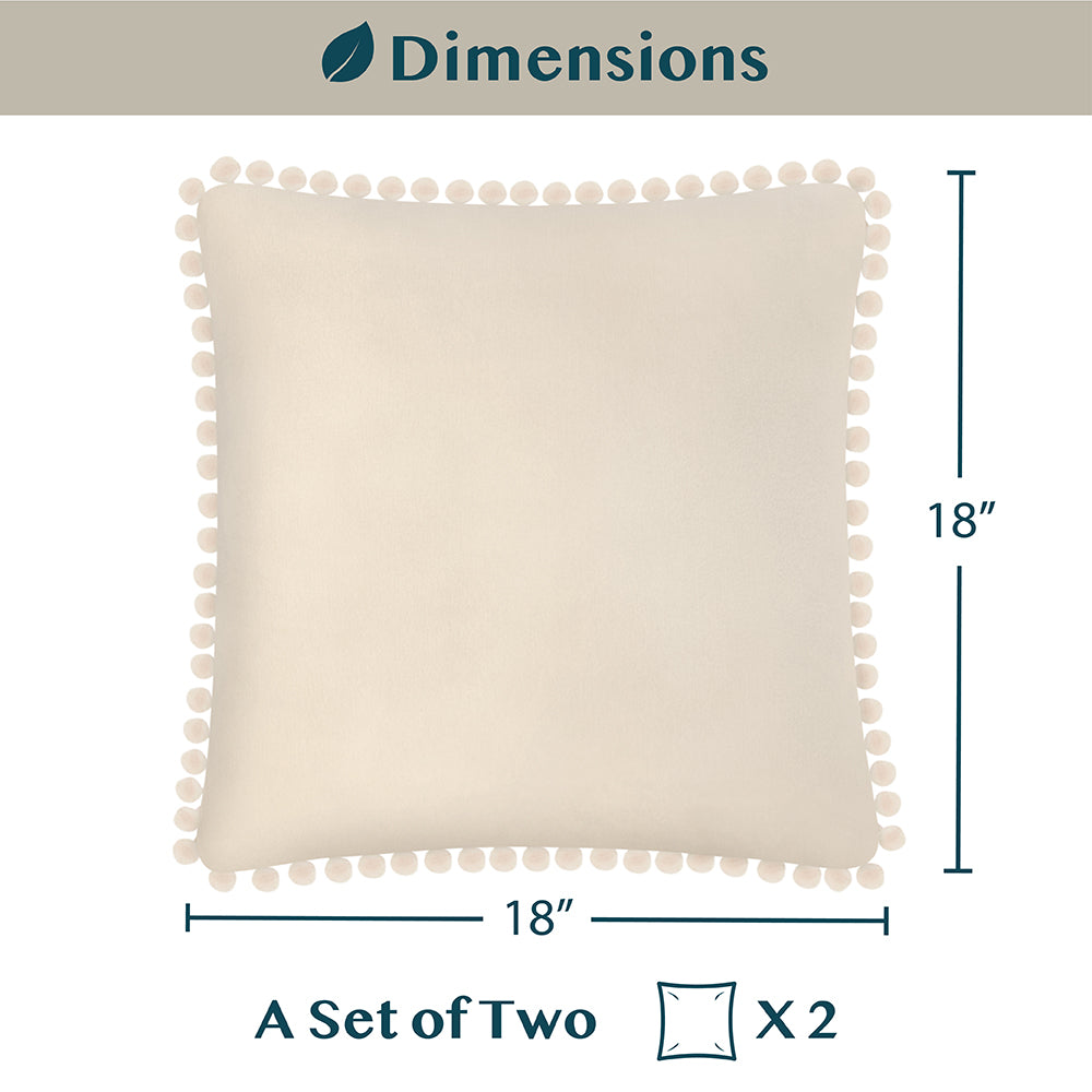 Throw Pillow Covers Set of 2 Sofa Decor POM POM Cushion Case 2 Sizes with Zipper
