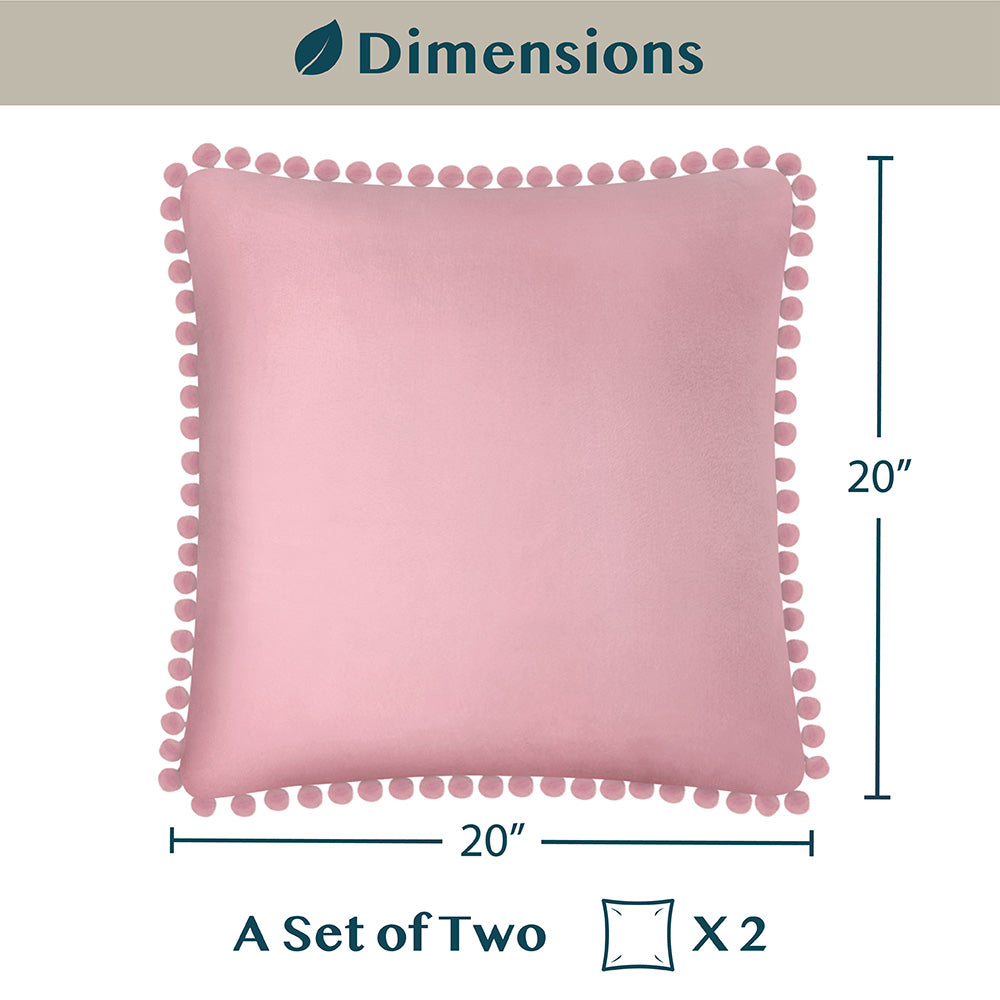 Throw Pillow Covers Set of 2 Sofa Decor POM POM Cushion Case 2 Sizes with Zipper