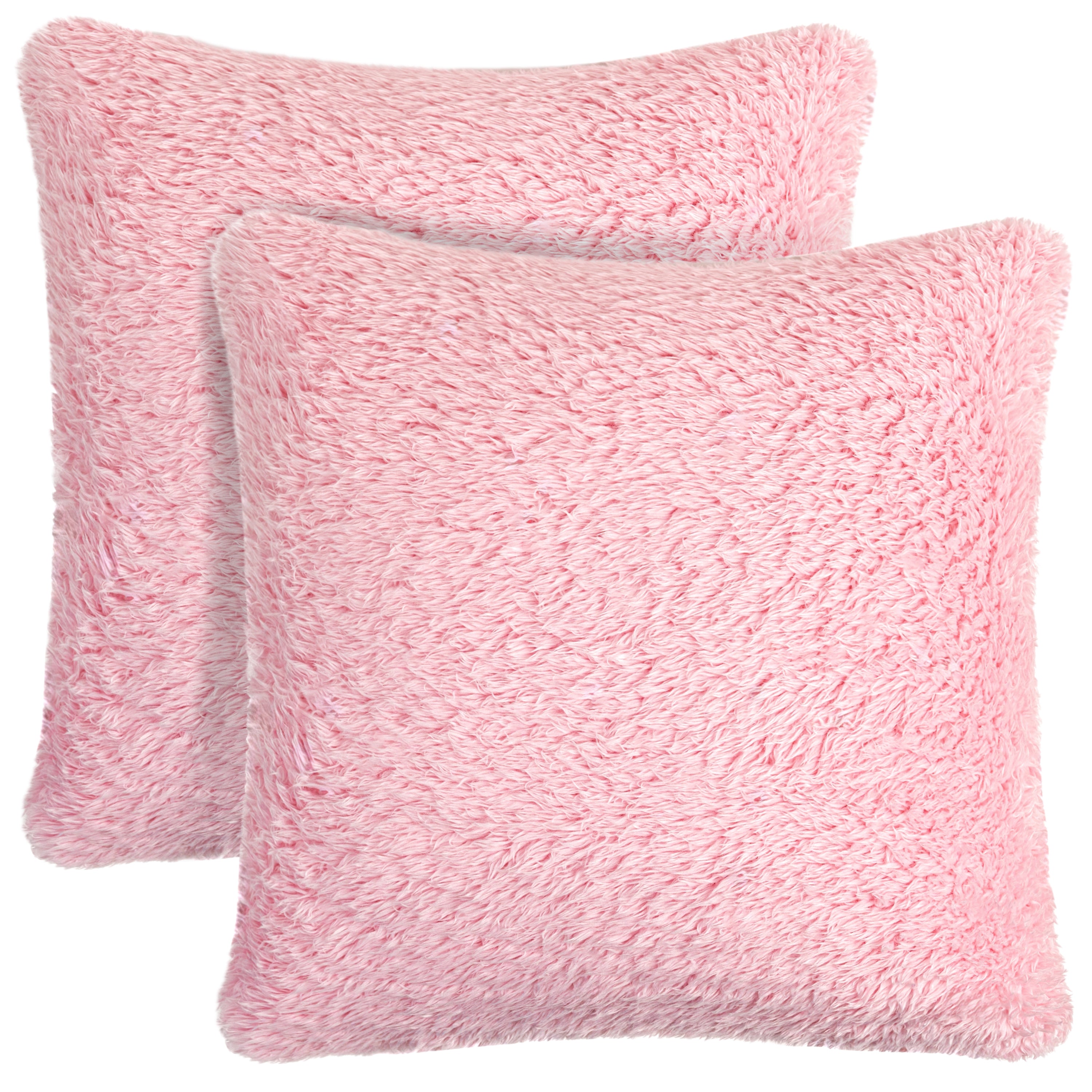 Throw Pillow Covers Set of 2 Sofa Decor Fuzzy Cushion Cases 2 Sizes with Zipper