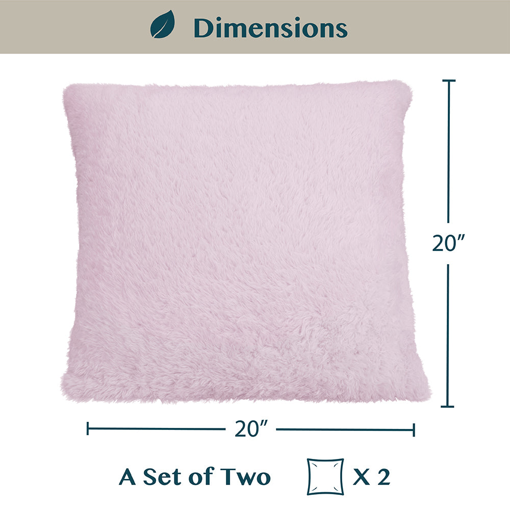 Throw Pillow Covers Set of 2 Sofa Decor Fuzzy Cushion Cases 2 Sizes with Zipper