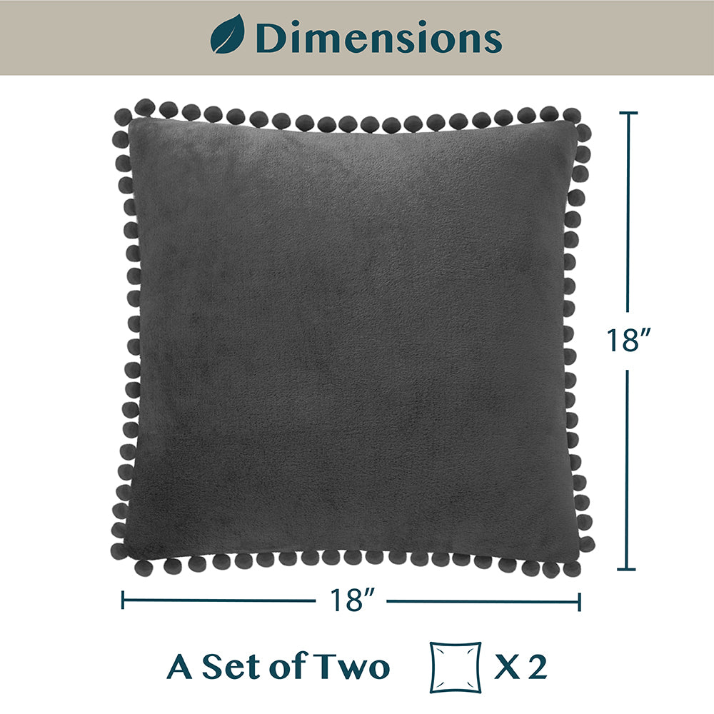 Throw Pillow Covers Set of 2 Sofa Decor POM POM Cushion Case 2 Sizes with Zipper