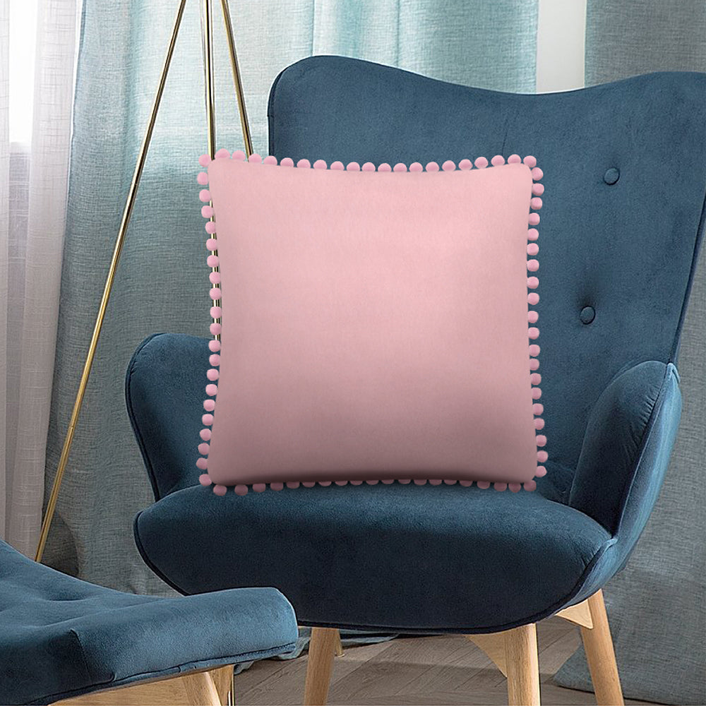 Throw Pillow Covers Set of 2 Sofa Decor POM POM Cushion Case 2 Sizes with Zipper