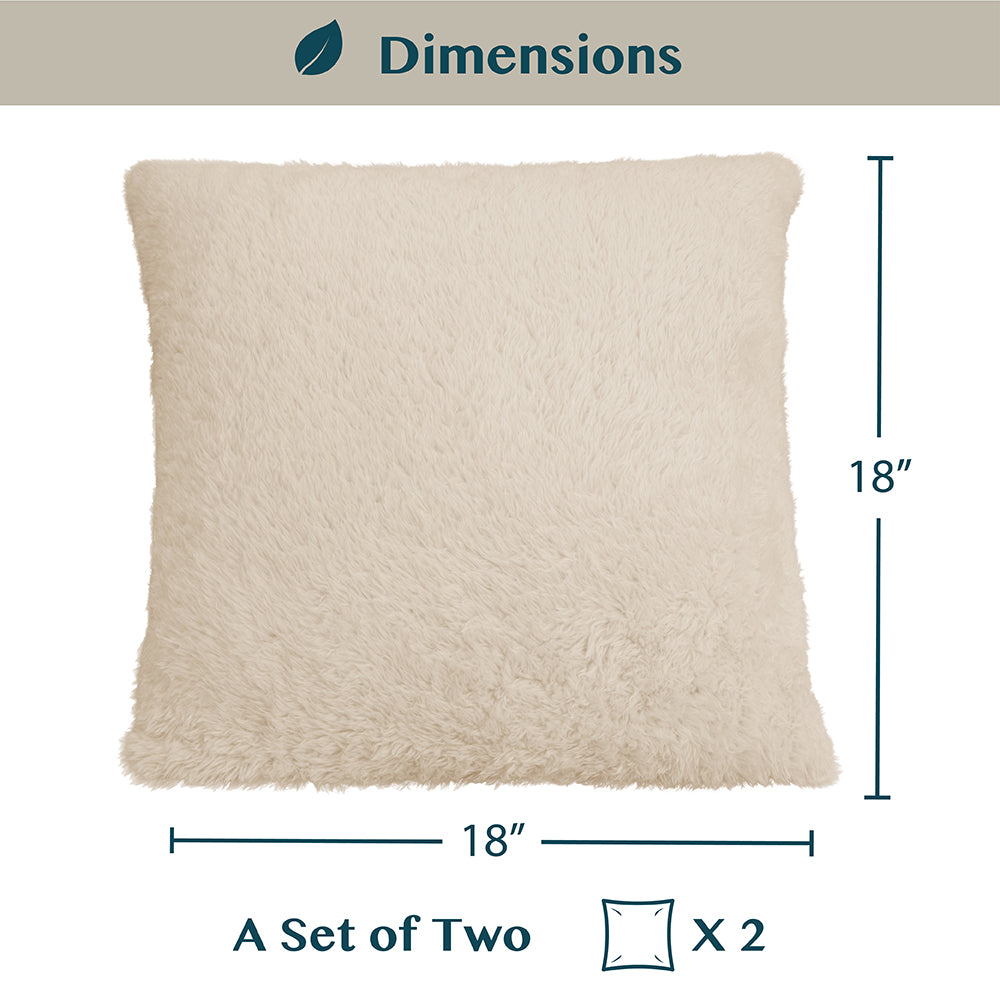 Throw Pillow Covers Set of 2 Sofa Decor Fuzzy Cushion Cases 2 Sizes with Zipper
