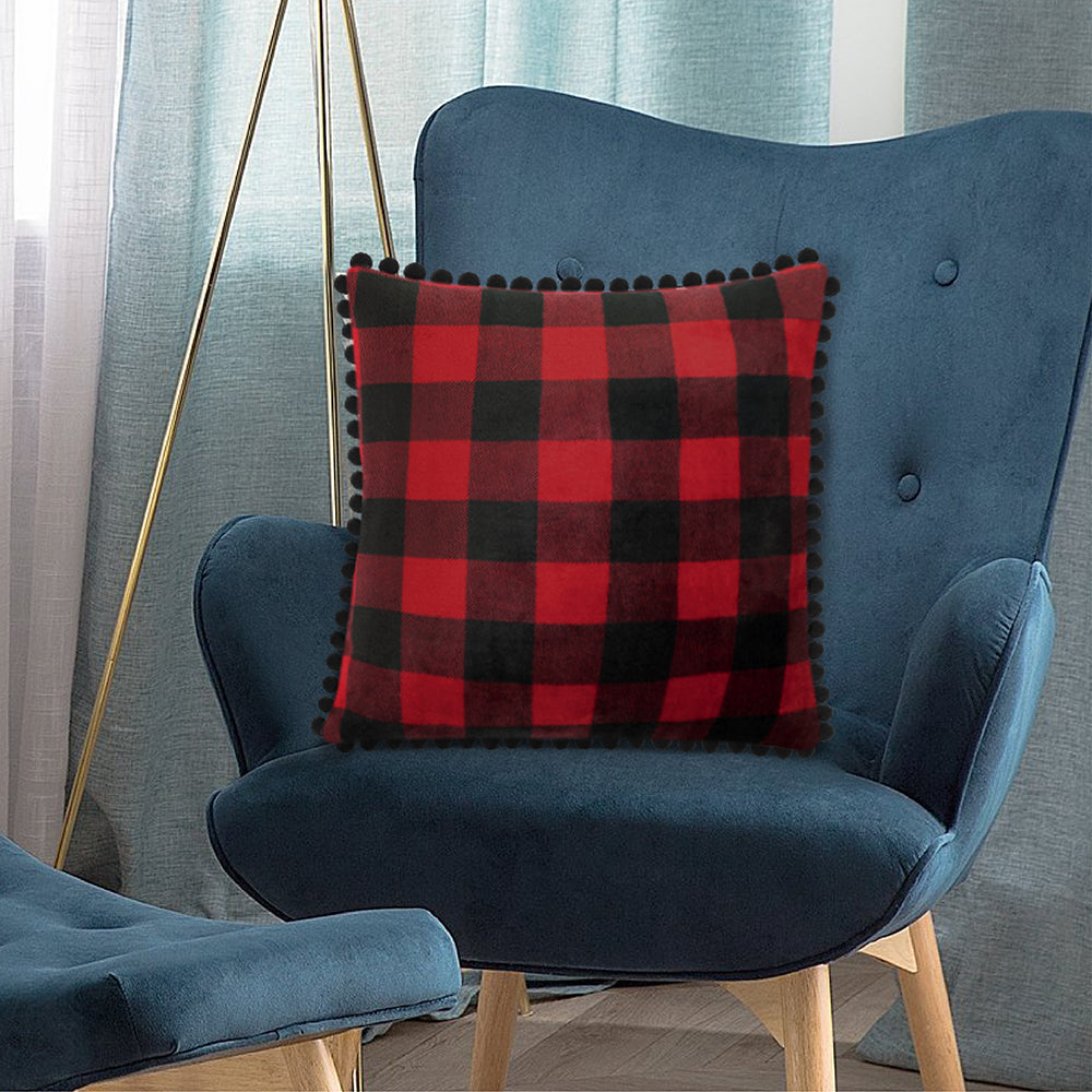 Throw Pillow Covers Set of 2 Sofa Decor POM POM Cushion Case 2 Sizes with Zipper