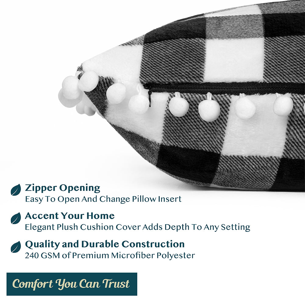 Throw Pillow Covers Set of 2 Sofa Decor POM POM Cushion Case 2 Sizes with Zipper