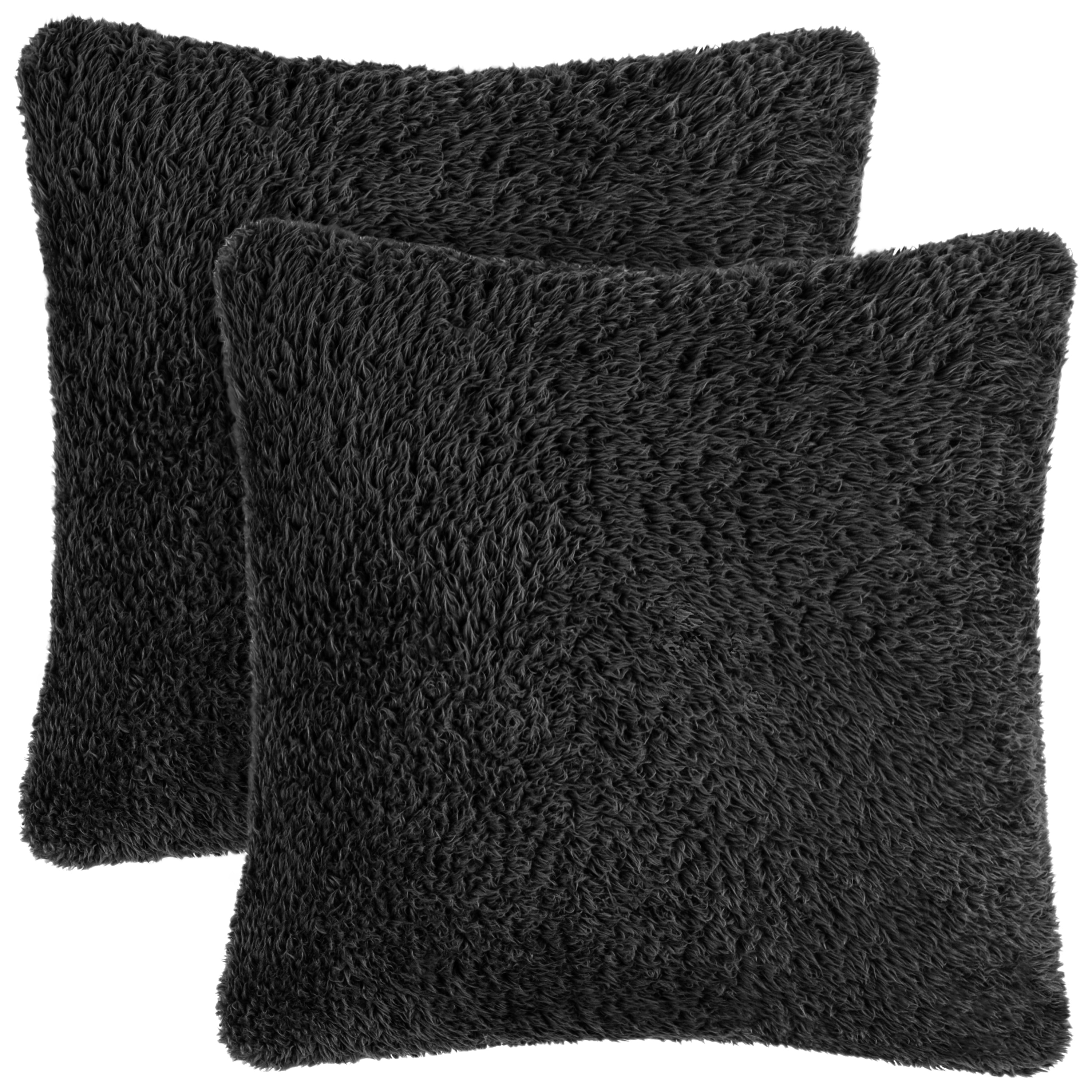 Throw Pillow Covers Set of 2 Sofa Decor Fuzzy Cushion Cases 2 Sizes with Zipper