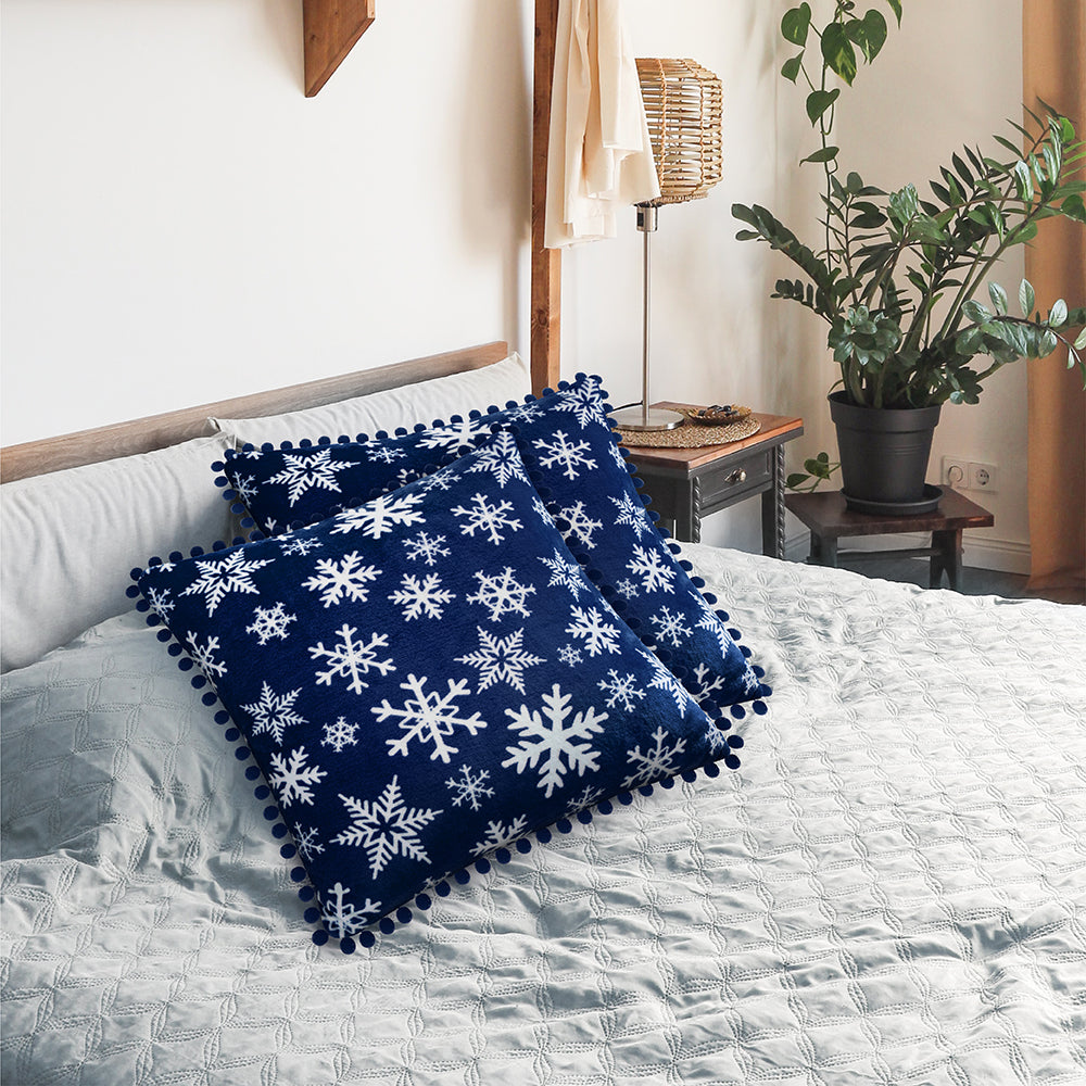 Throw Pillow Covers Set of 2 Sofa Decor POM POM Cushion Case 2 Sizes with Zipper