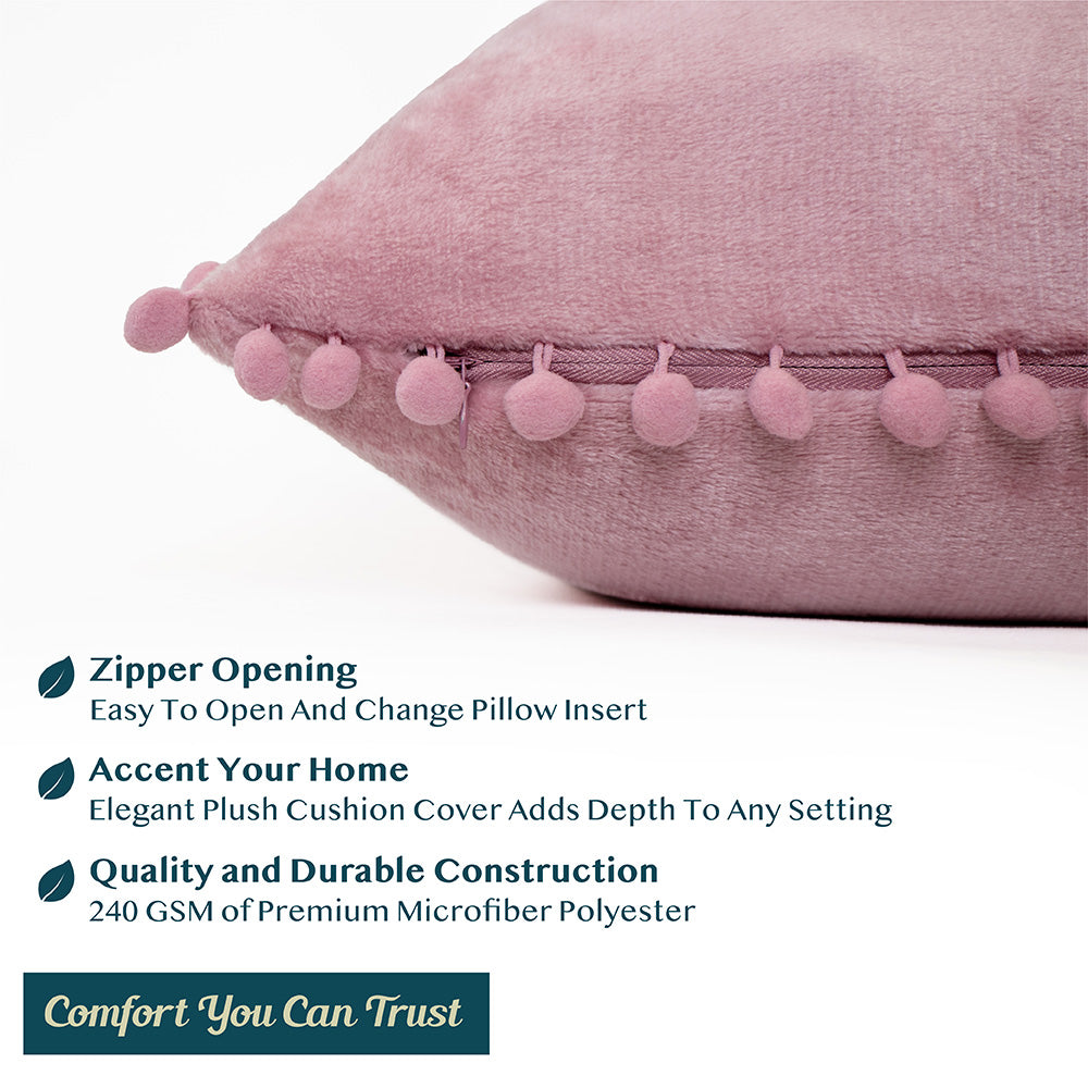 Throw Pillow Covers Set of 2 Sofa Decor POM POM Cushion Case 2 Sizes with Zipper