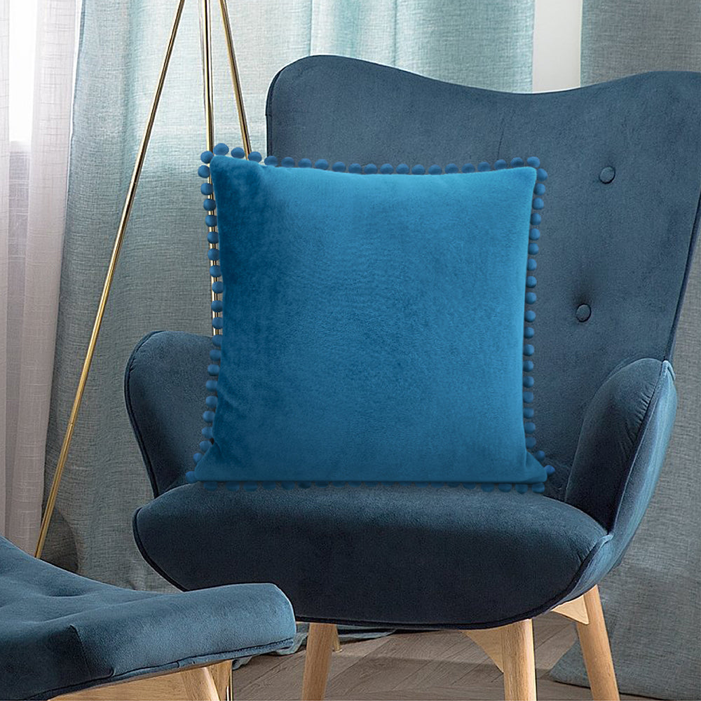 Throw Pillow Covers Set of 2 Sofa Decor POM POM Cushion Case 2 Sizes with Zipper