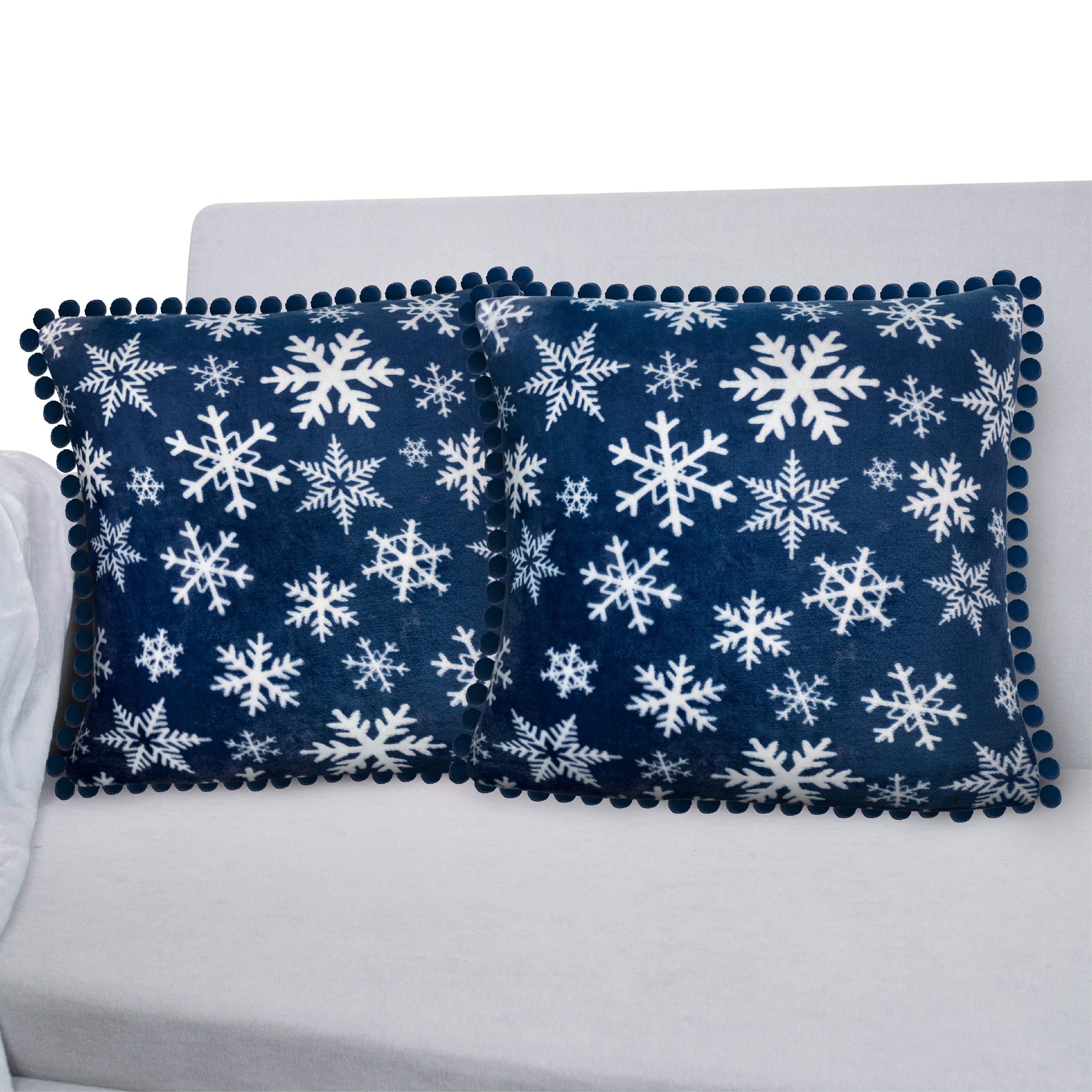 Throw Pillow Covers Set of 2 Sofa Decor POM POM Cushion Case 2 Sizes with Zipper