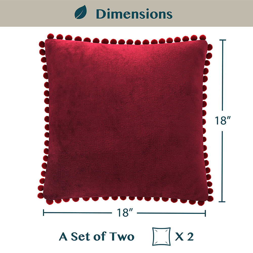 Throw Pillow Covers Set of 2 Sofa Decor POM POM Cushion Case 2 Sizes with Zipper