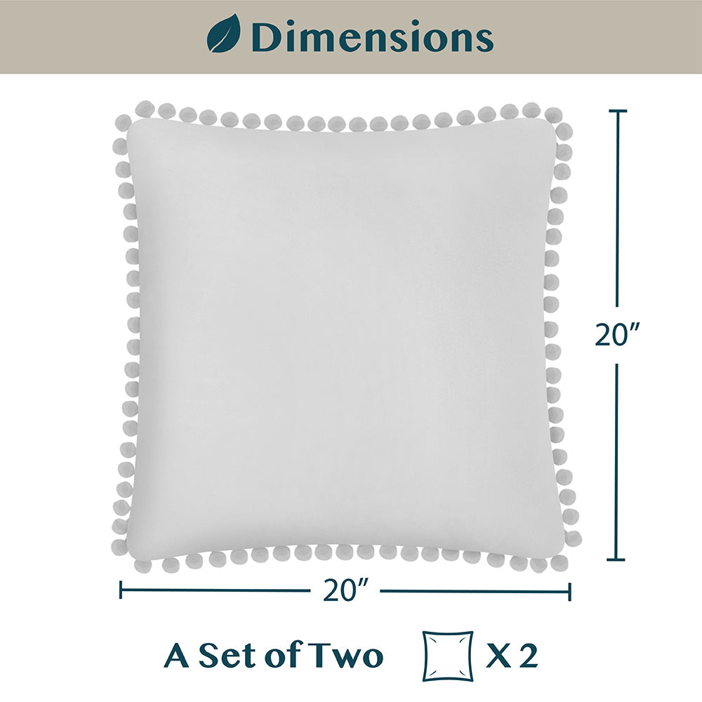 Throw Pillow Covers Set of 2 Sofa Decor POM POM Cushion Case 2 Sizes with Zipper