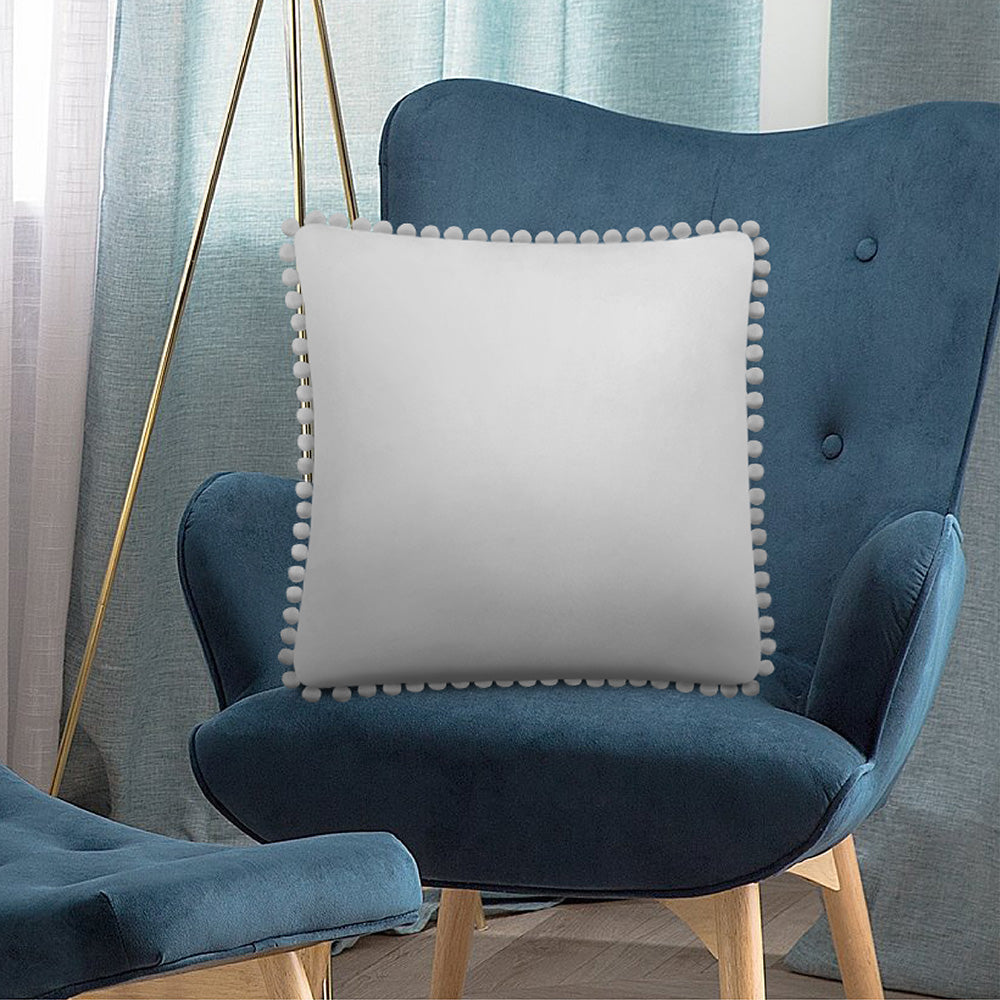 Throw Pillow Covers Set of 2 Sofa Decor POM POM Cushion Case 2 Sizes with Zipper