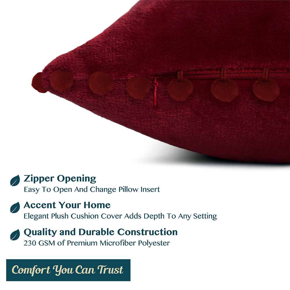 Throw Pillow Covers Set of 2 Sofa Decor POM POM Cushion Case 2 Sizes with Zipper