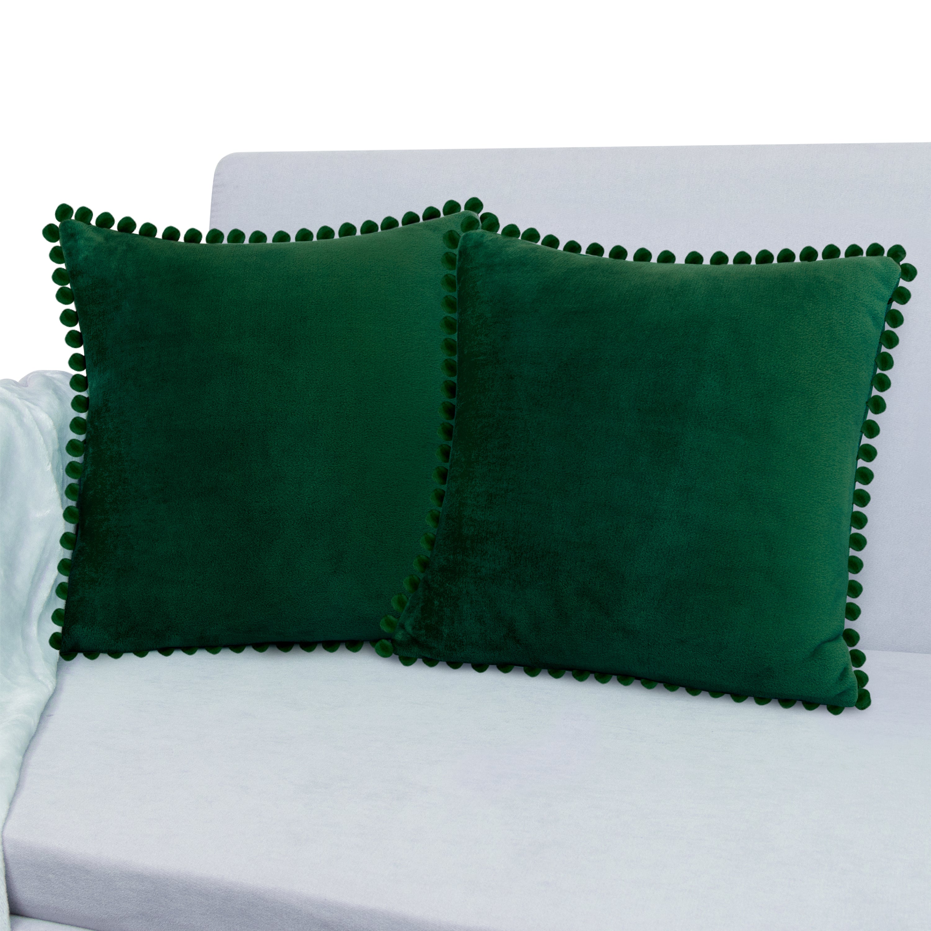 Throw Pillow Covers Set of 2 Sofa Decor POM POM Cushion Case 2 Sizes with Zipper
