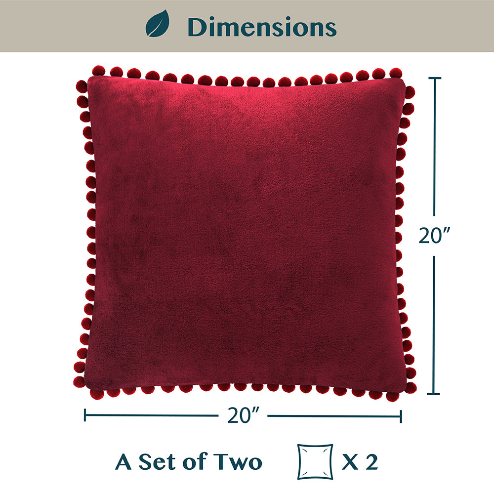 Throw Pillow Covers Set of 2 Sofa Decor POM POM Cushion Case 2 Sizes with Zipper