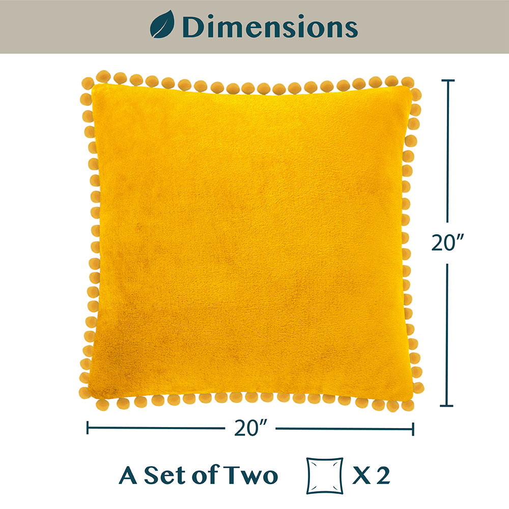 Throw Pillow Covers Set of 2 Sofa Decor POM POM Cushion Case 2 Sizes with Zipper