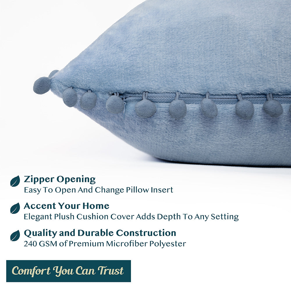 Throw Pillow Covers Set of 2 Sofa Decor POM POM Cushion Case 2 Sizes with Zipper