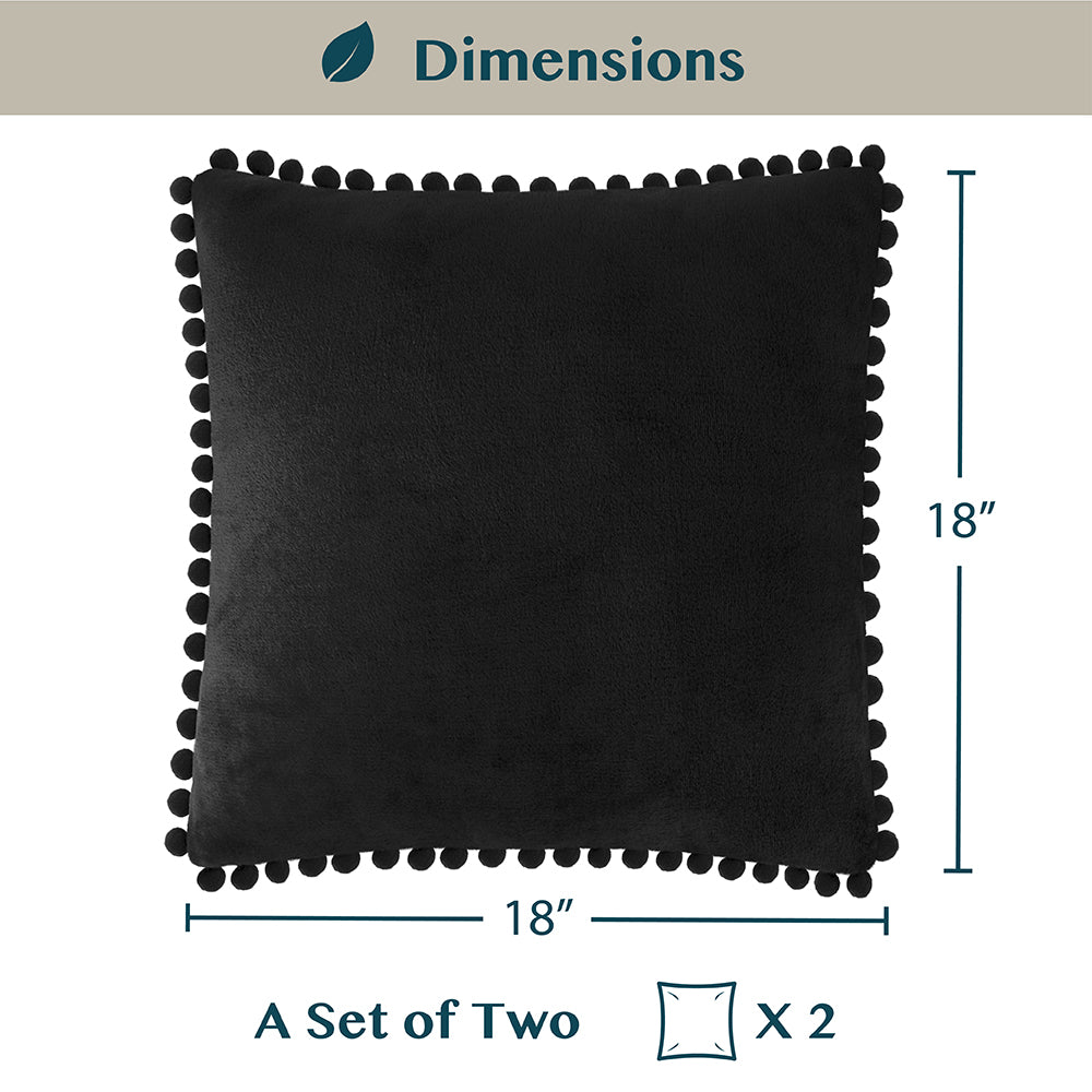 Throw Pillow Covers Set of 2 Sofa Decor POM POM Cushion Case 2 Sizes with Zipper