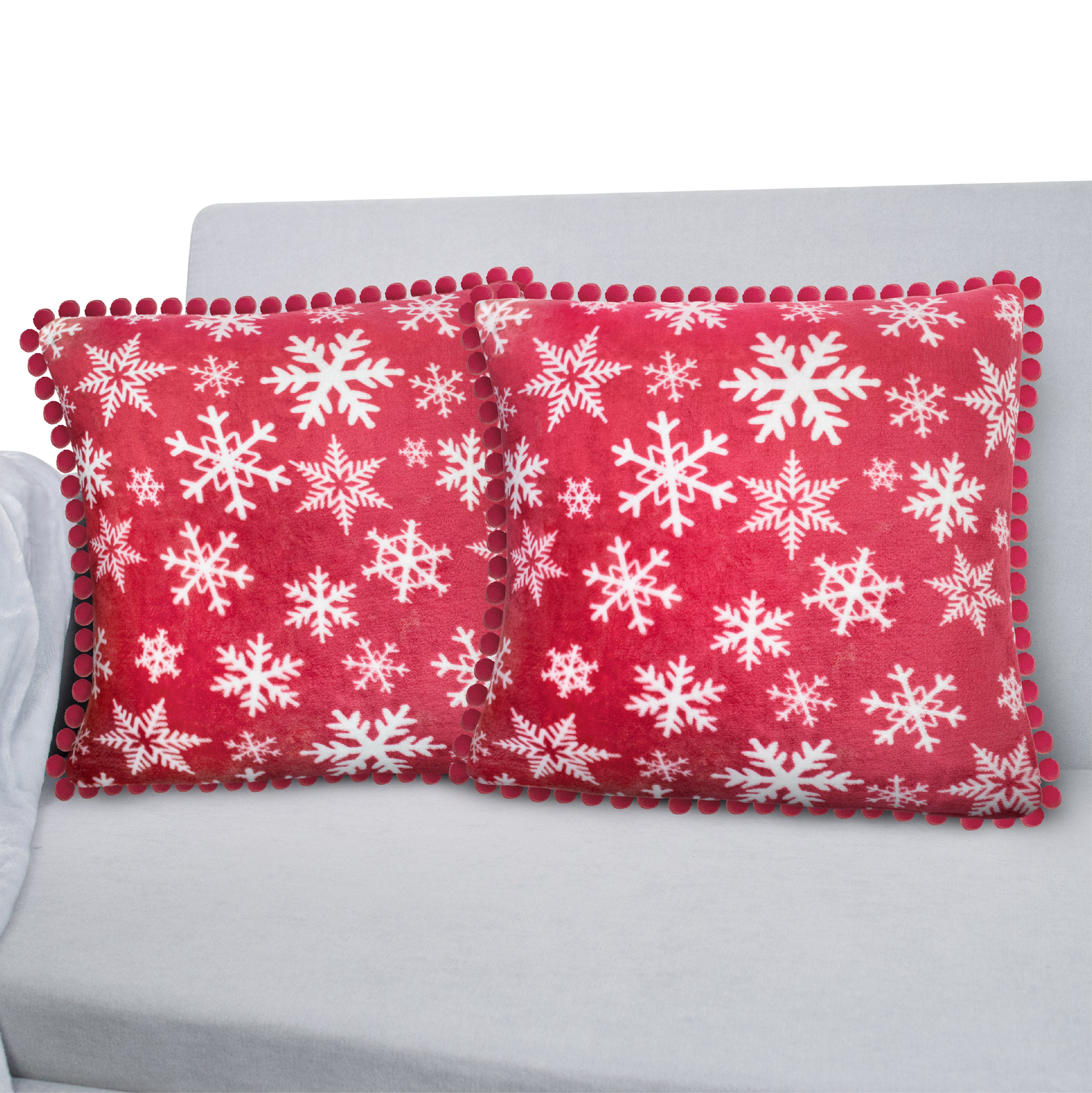 Throw Pillow Covers Set of 2 Sofa Decor POM POM Cushion Case 2 Sizes with Zipper