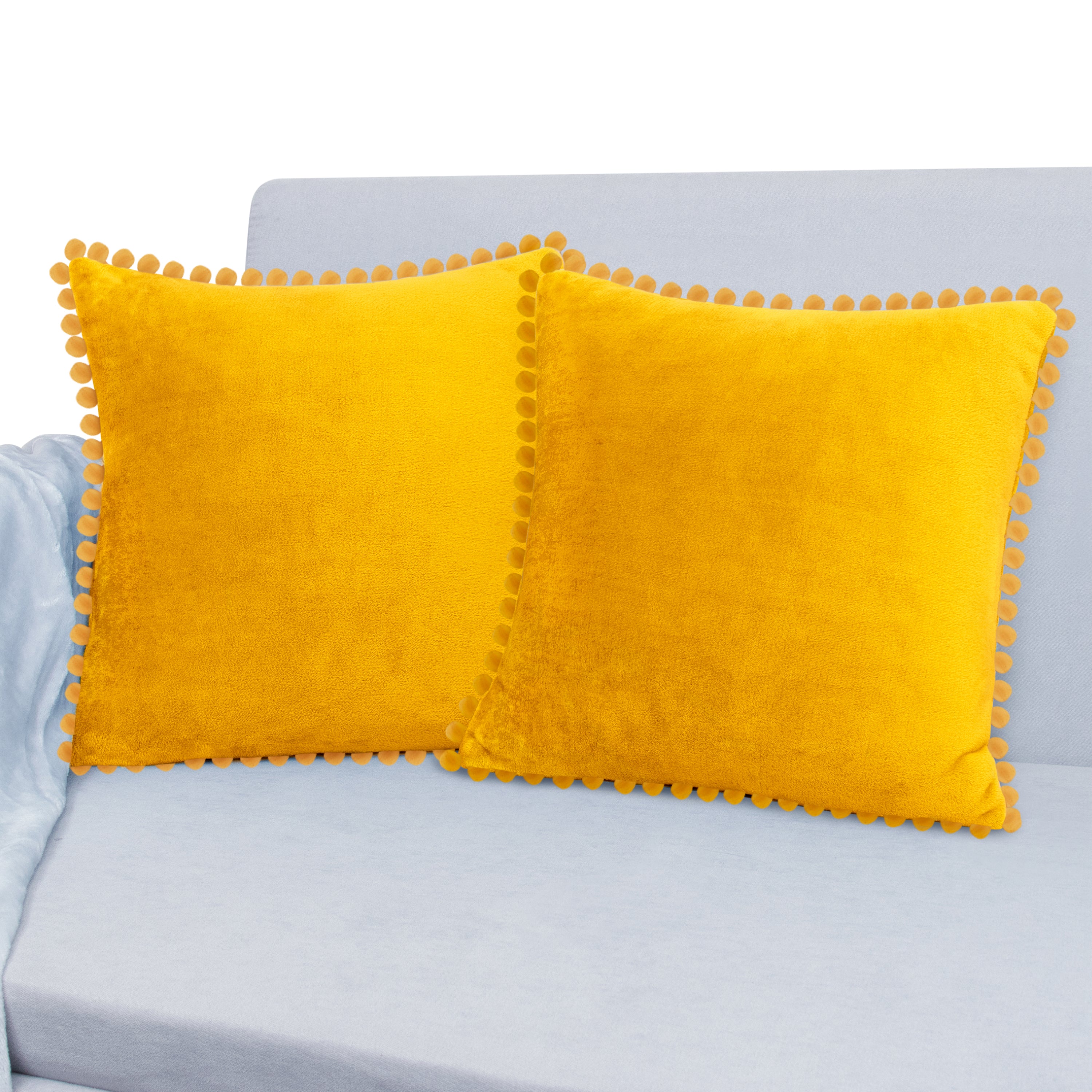 Throw Pillow Covers Set of 2 Sofa Decor POM POM Cushion Case 2 Sizes with Zipper
