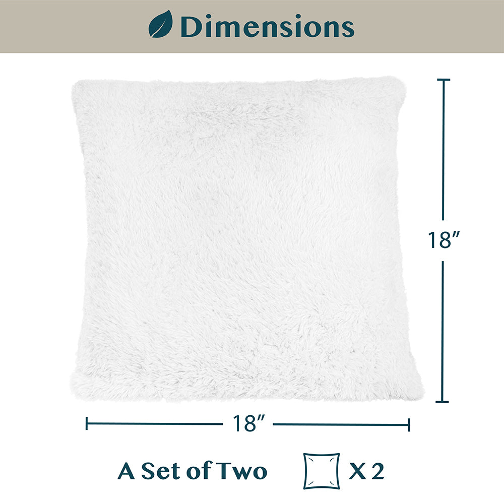 Throw Pillow Covers Set of 2 Sofa Decor Fuzzy Cushion Cases 2 Sizes with Zipper