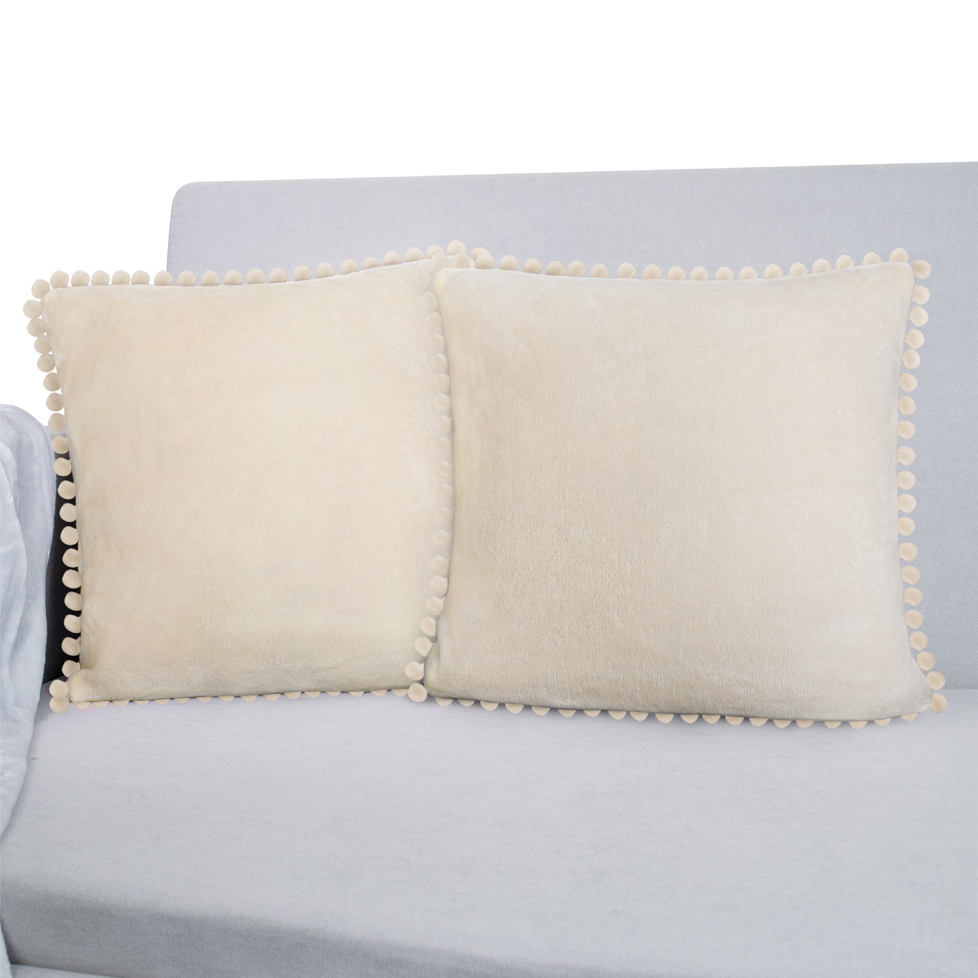 Throw Pillow Covers Set of 2 Sofa Decor POM POM Cushion Case 2 Sizes with Zipper