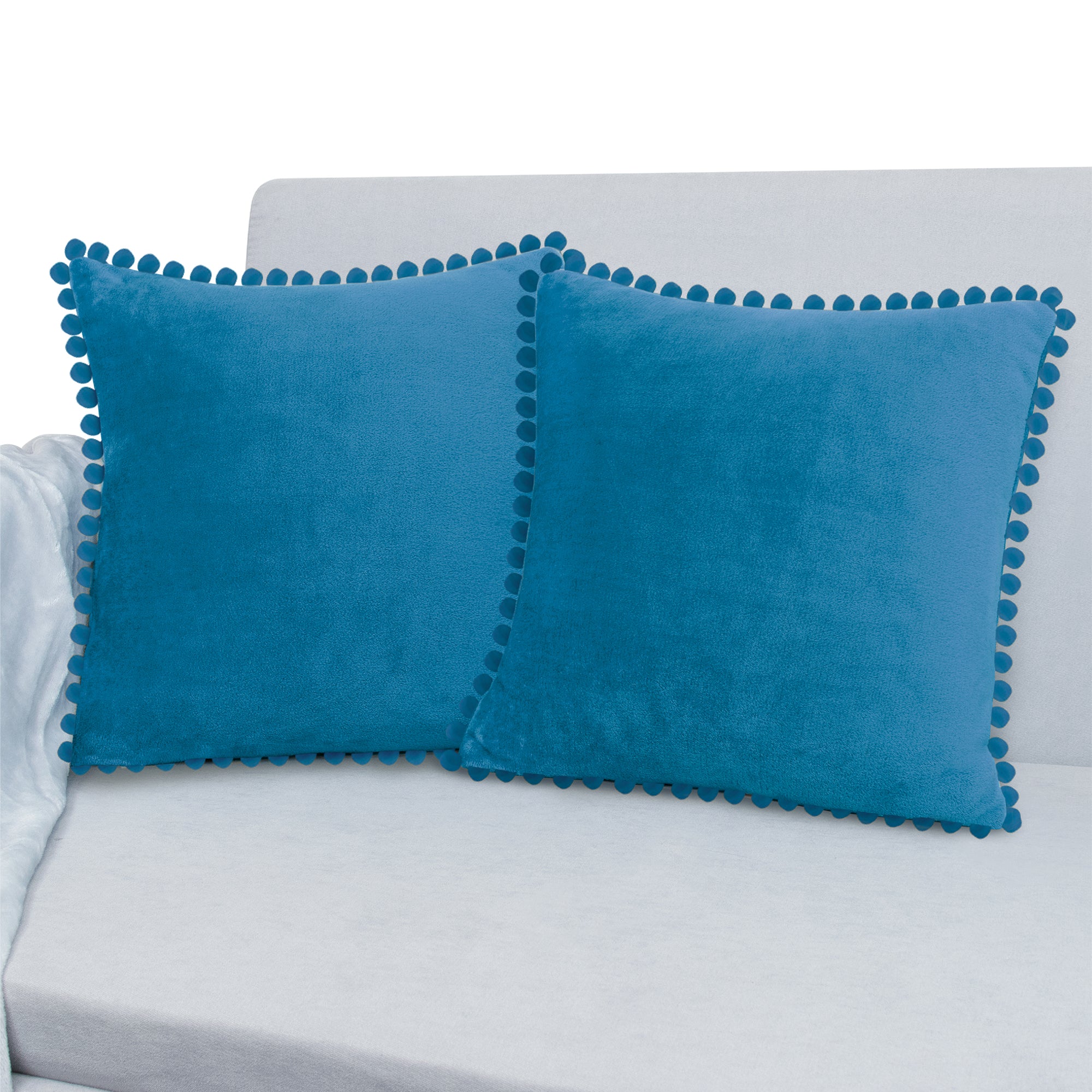 Throw Pillow Covers Set of 2 Sofa Decor POM POM Cushion Case 2 Sizes with Zipper