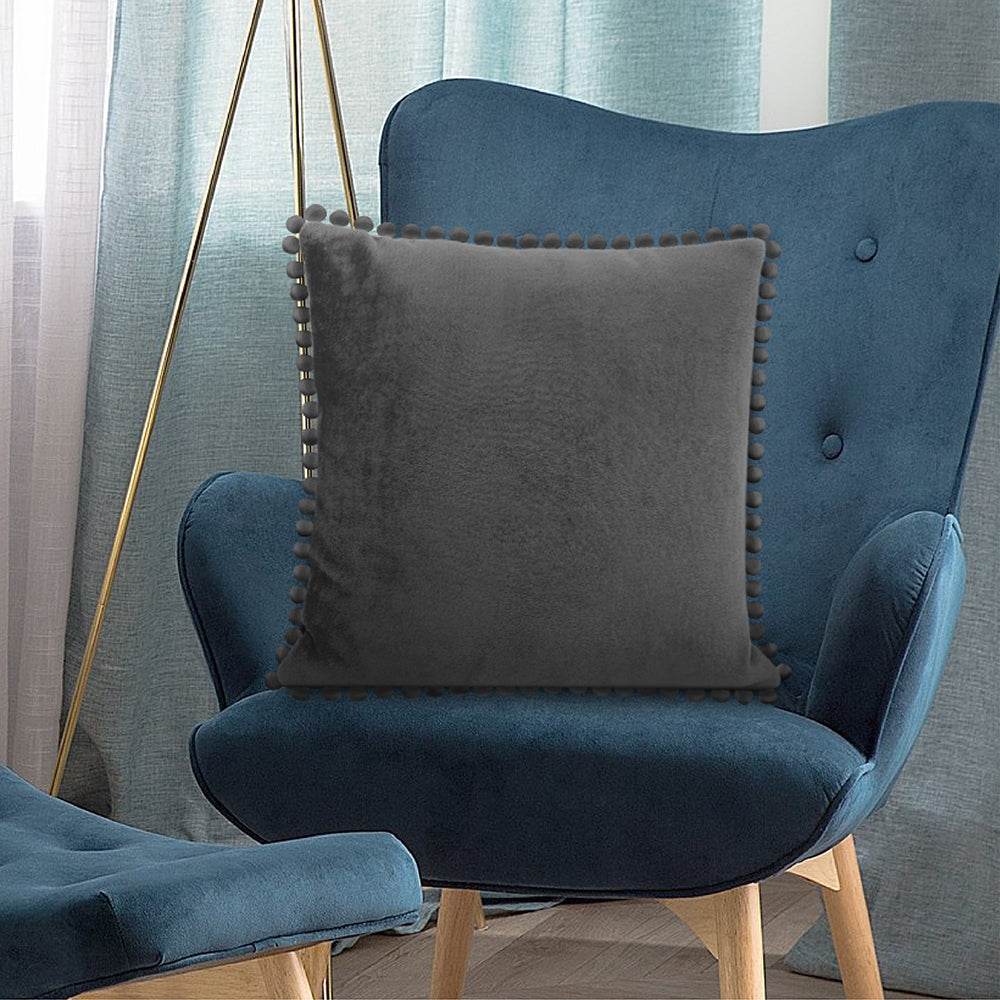 Throw Pillow Covers Set of 2 Sofa Decor POM POM Cushion Case 2 Sizes with Zipper