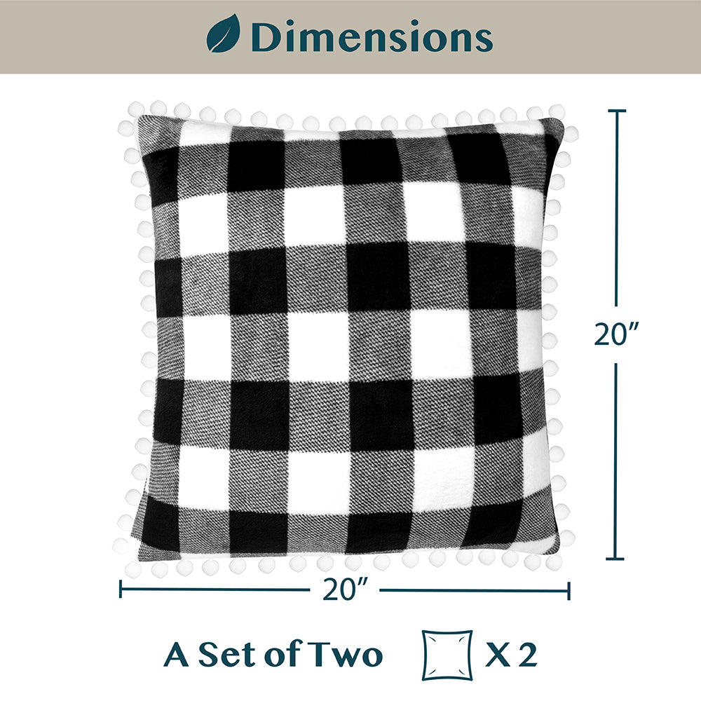 Throw Pillow Covers Set of 2 Sofa Decor POM POM Cushion Case 2 Sizes with Zipper