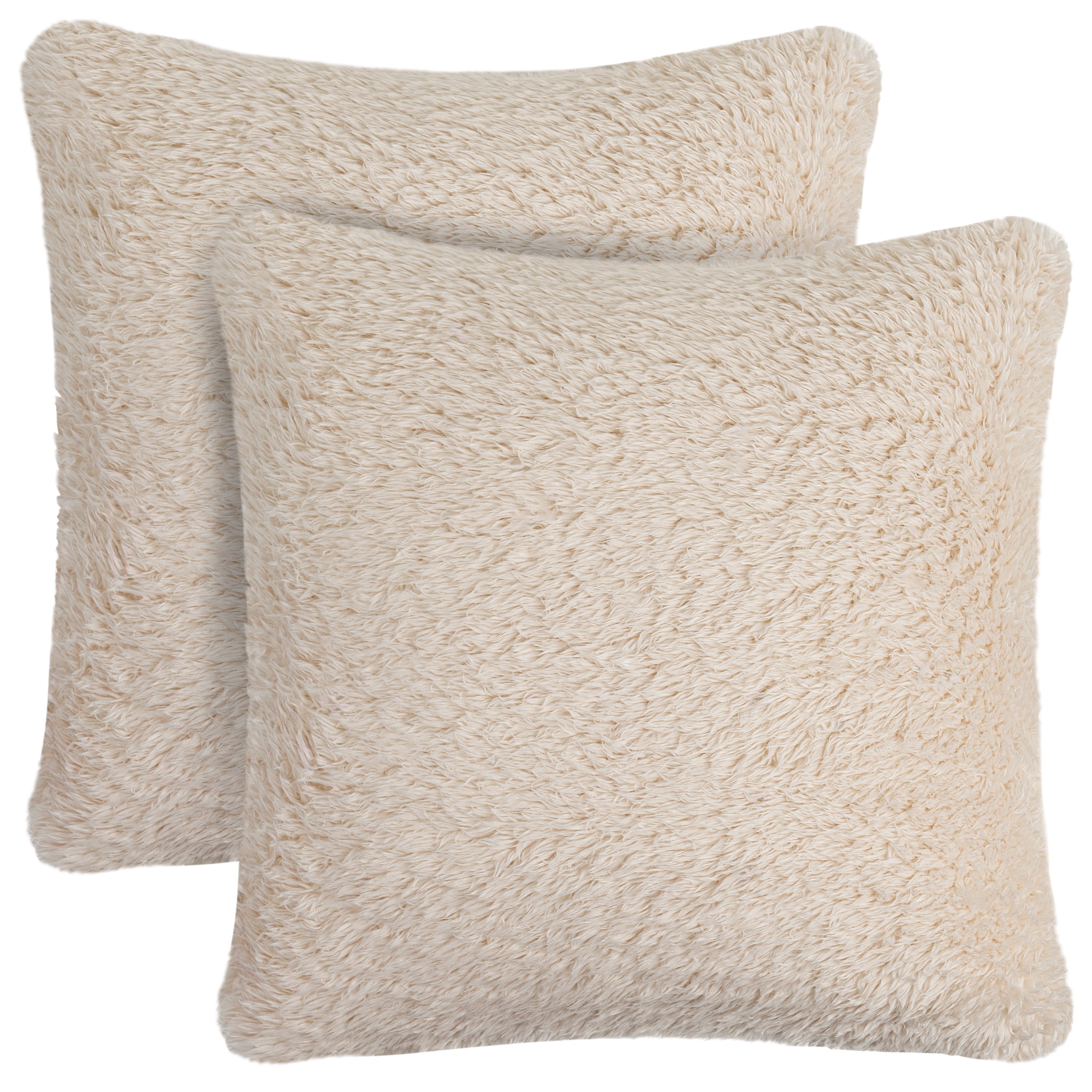 Throw Pillow Covers Set of 2 Sofa Decor Fuzzy Cushion Cases 2 Sizes with Zipper