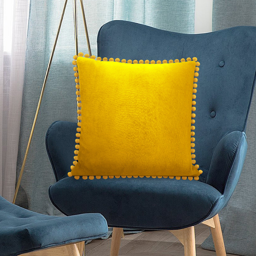 Throw Pillow Covers Set of 2 Sofa Decor POM POM Cushion Case 2 Sizes with Zipper