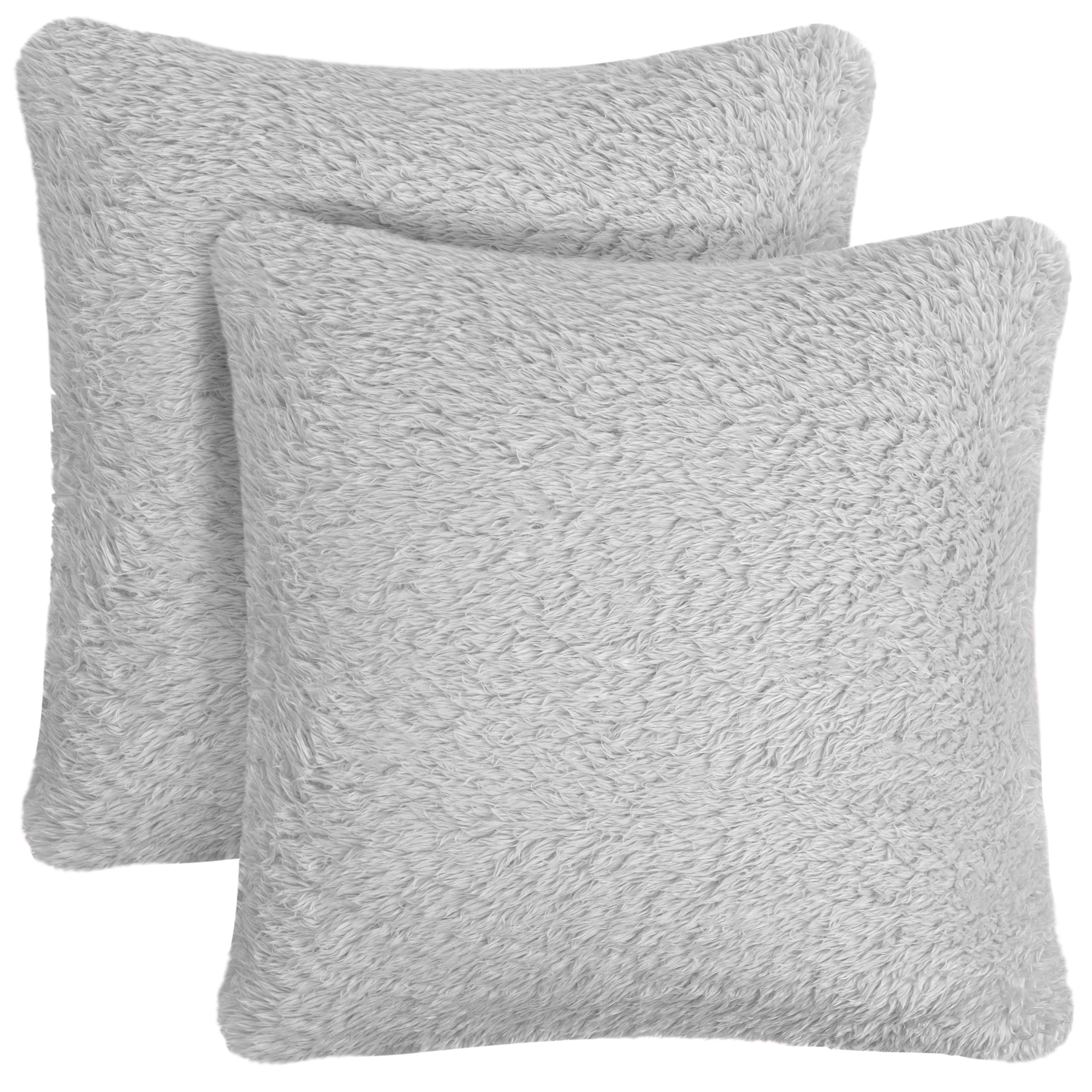 Throw Pillow Covers Set of 2 Sofa Decor Fuzzy Cushion Cases 2 Sizes with Zipper