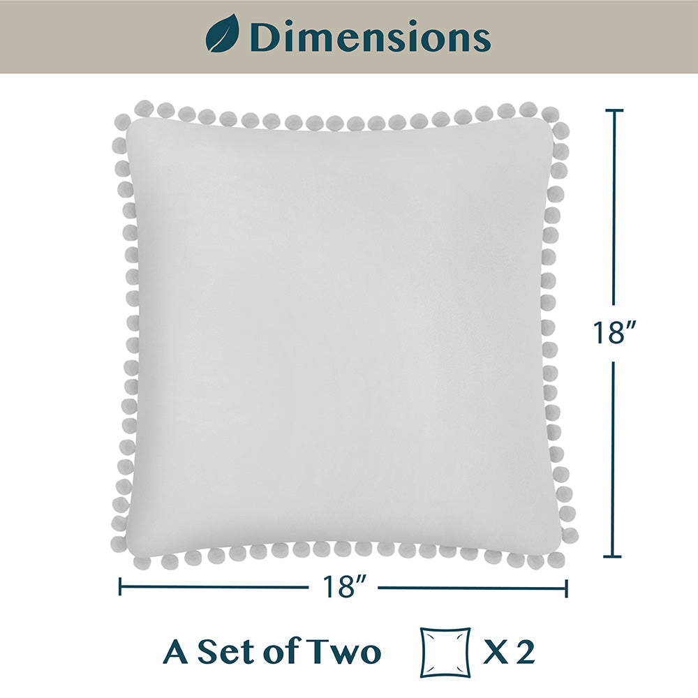 Throw Pillow Covers Set of 2 Sofa Decor POM POM Cushion Case 2 Sizes with Zipper