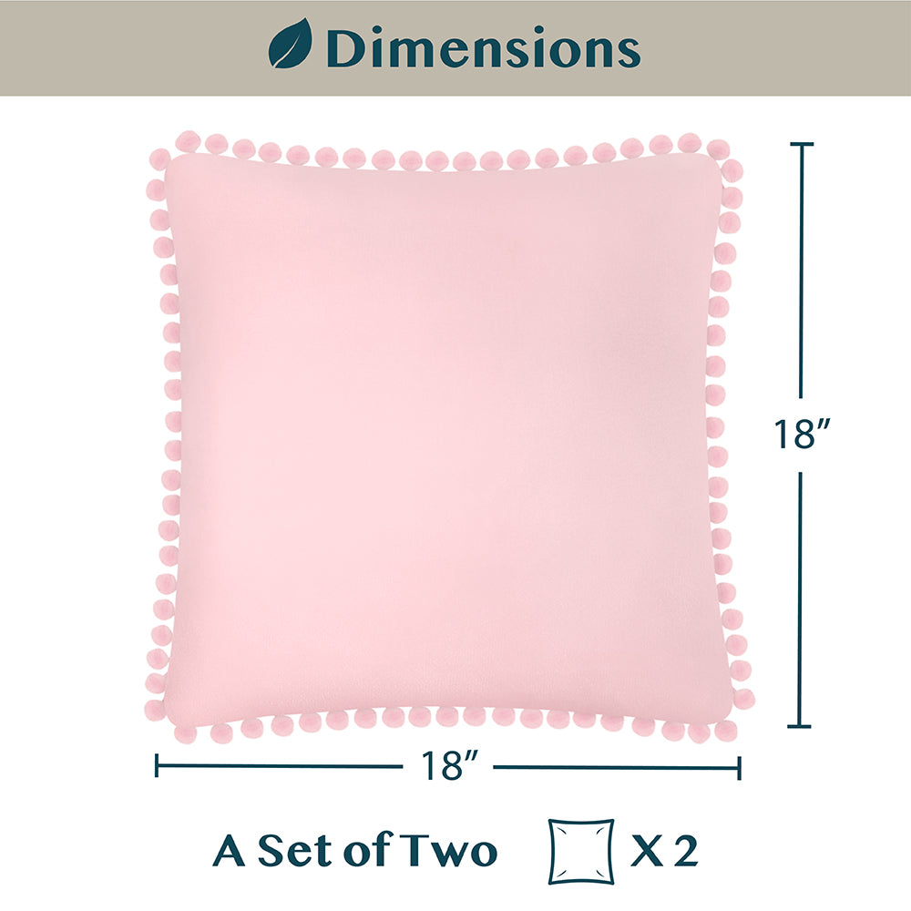 Throw Pillow Covers Set of 2 Sofa Decor POM POM Cushion Case 2 Sizes with Zipper